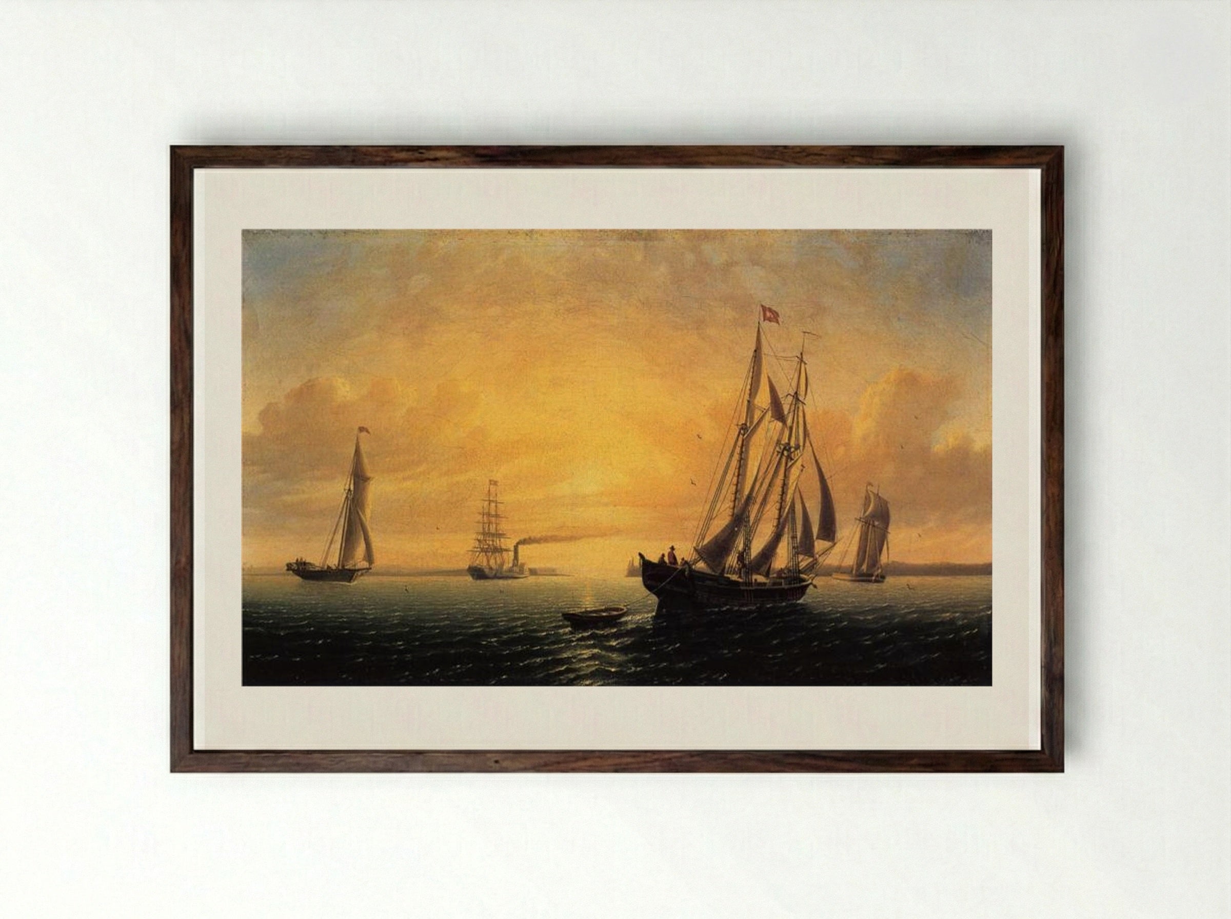 The Schooner 'Jane' of Bath, Maine - William Bradford - Framed Print Dark Wood