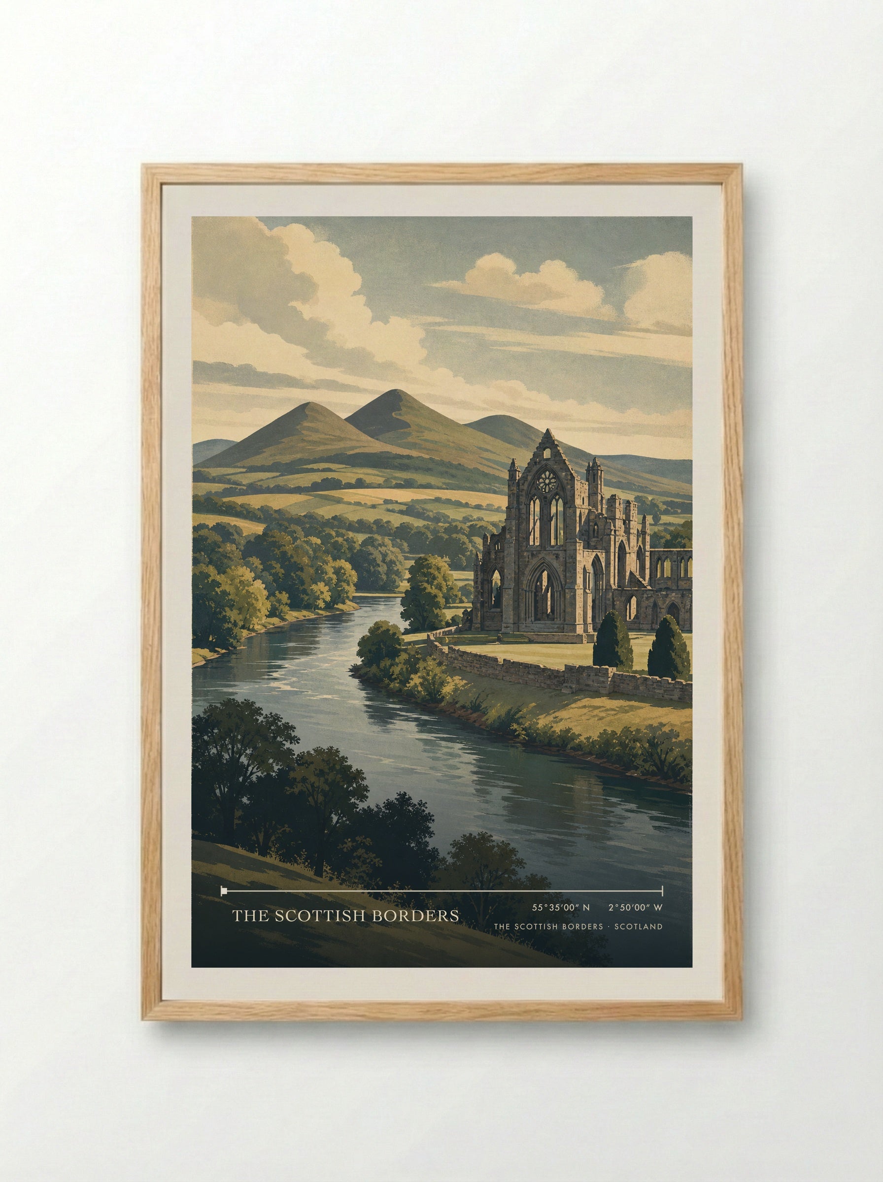 The Scottish Borders Scotland Travel Poster - Framed Print Wood