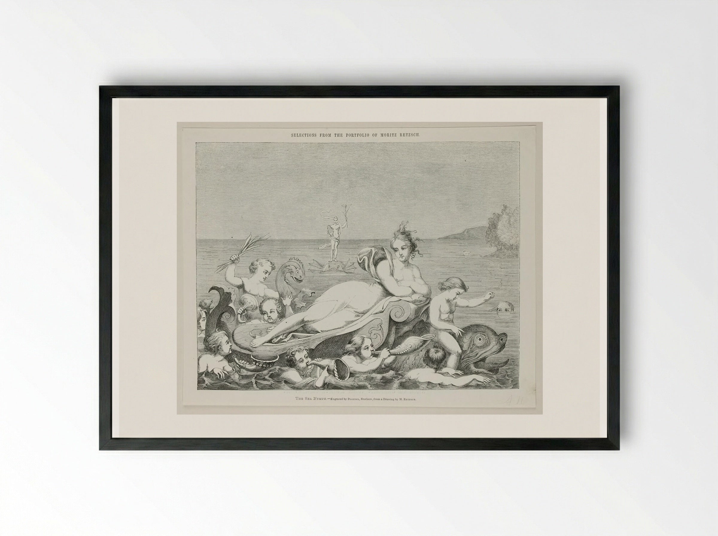 The Sea Nymph - Edward Dalziel - Framed Print Black