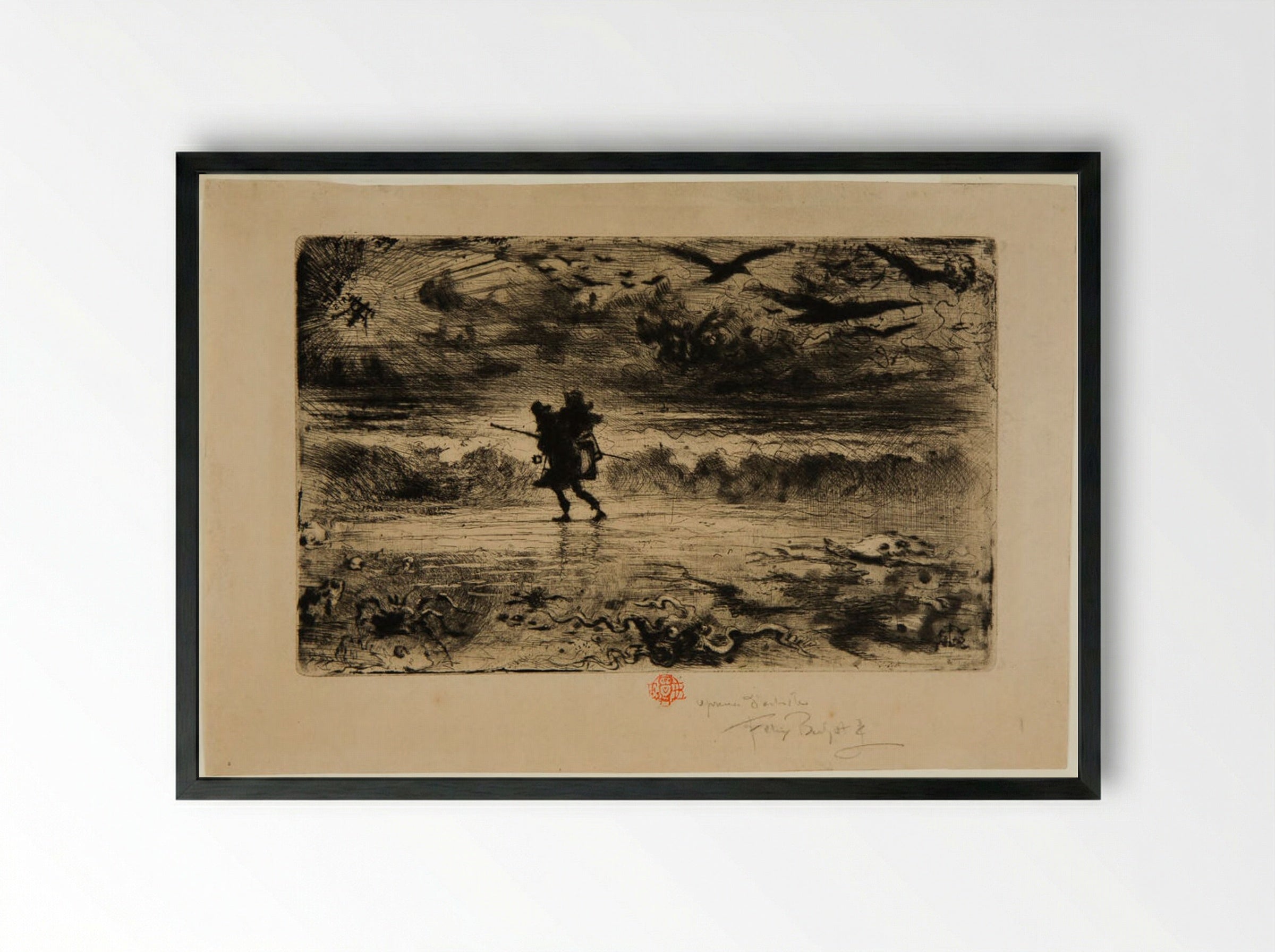 The Sea Painter - Félix Hilaire Buhot - Framed Print Black