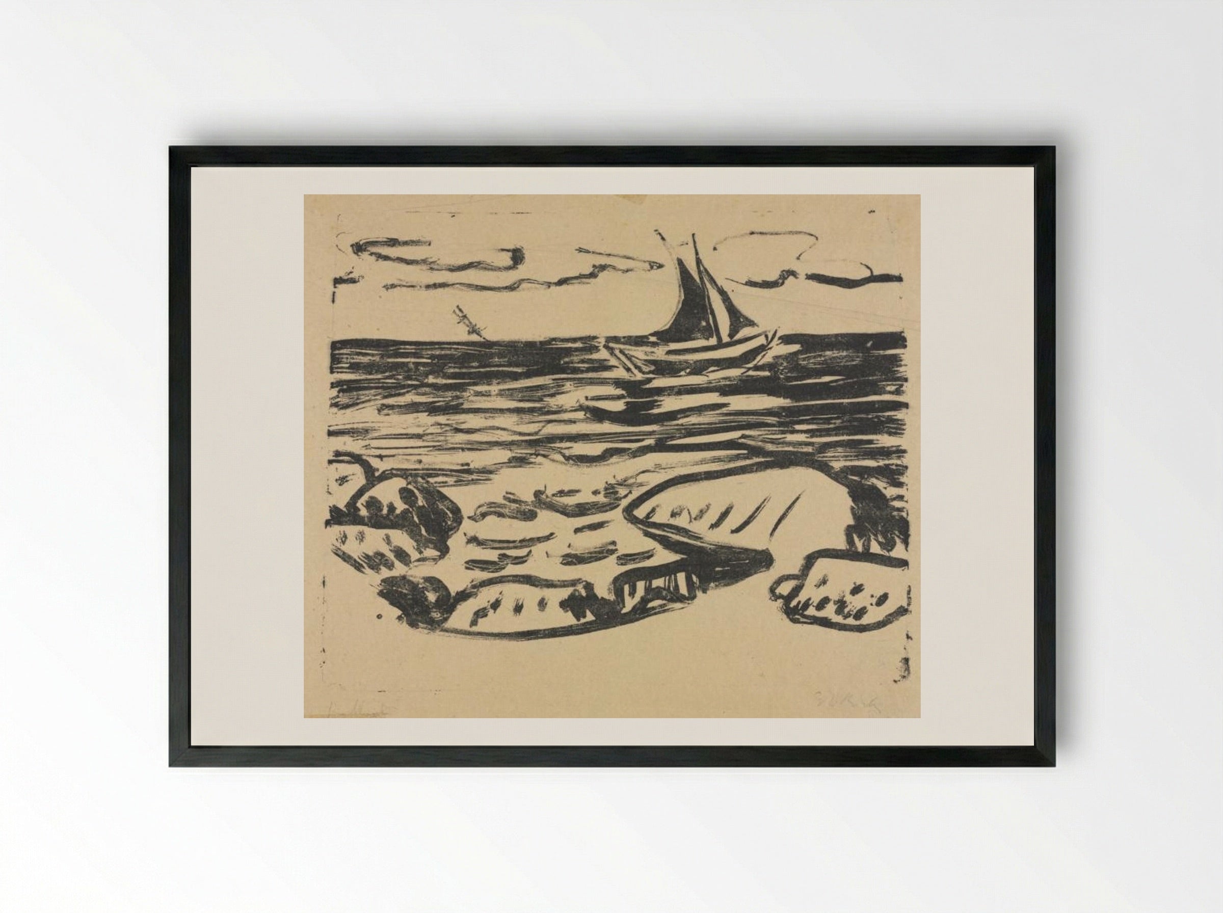 The Sea near Staberhuk - Ernst Ludwig Kirchner - Framed Print Black