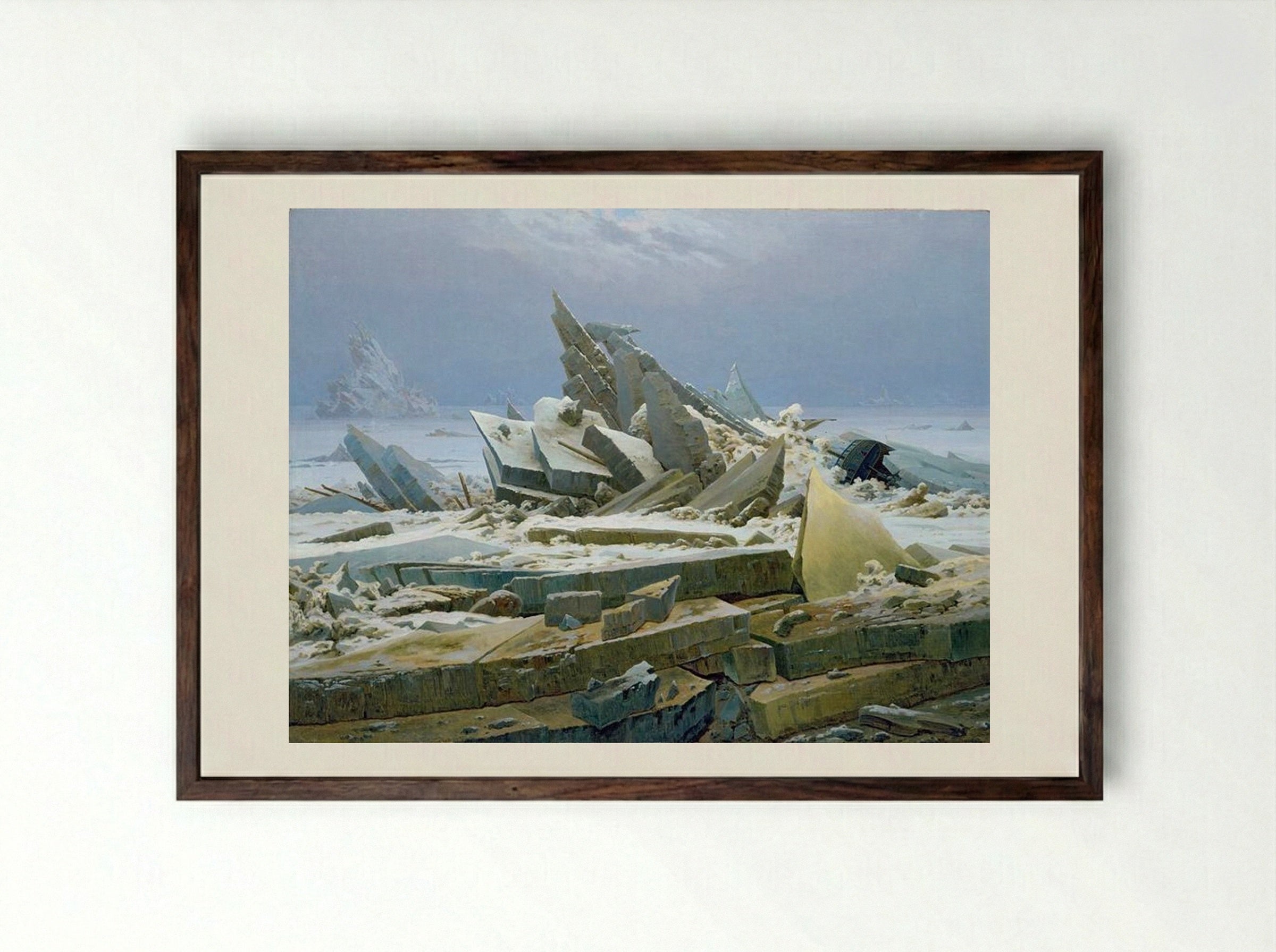 The Sea of Ice - Caspar David Friedrich - Framed Print Dark Wood
