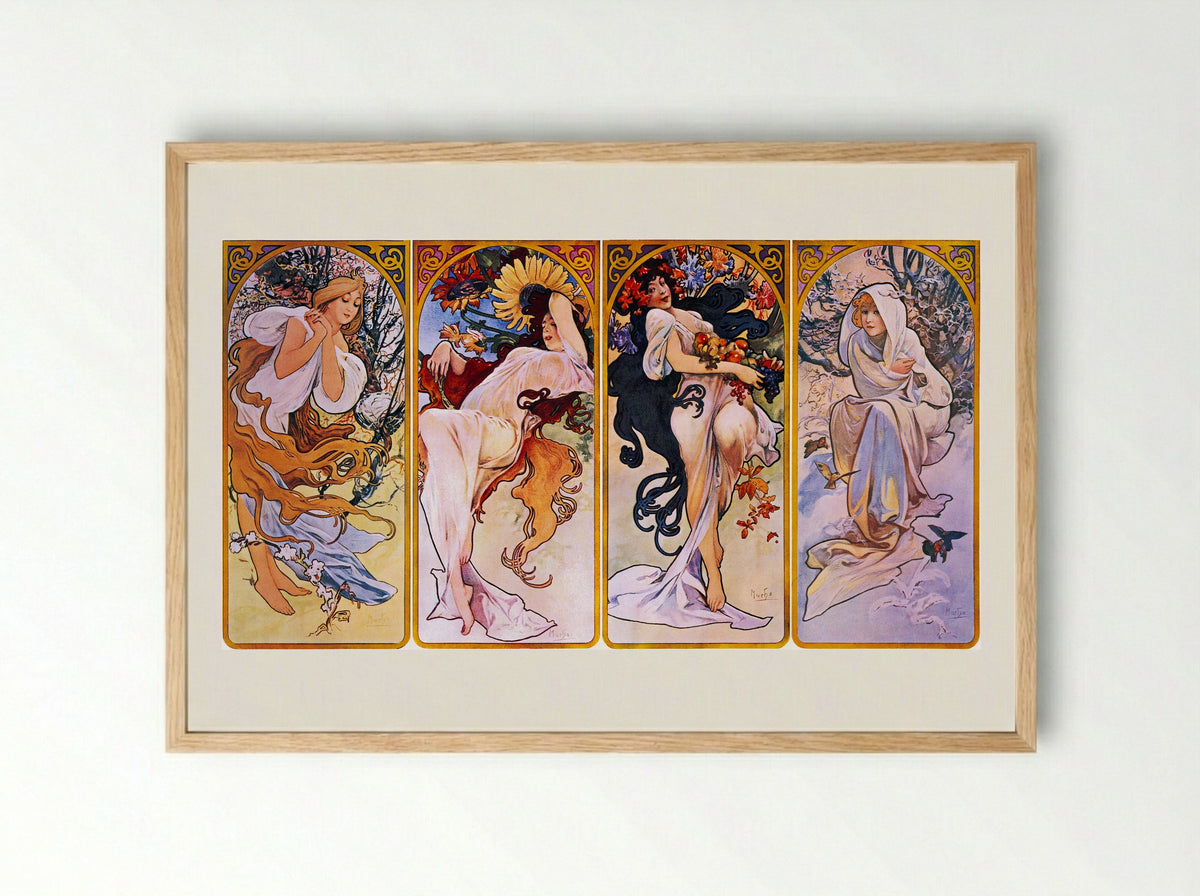 The Seasons - Alphonse Mucha - Framed Print Wood