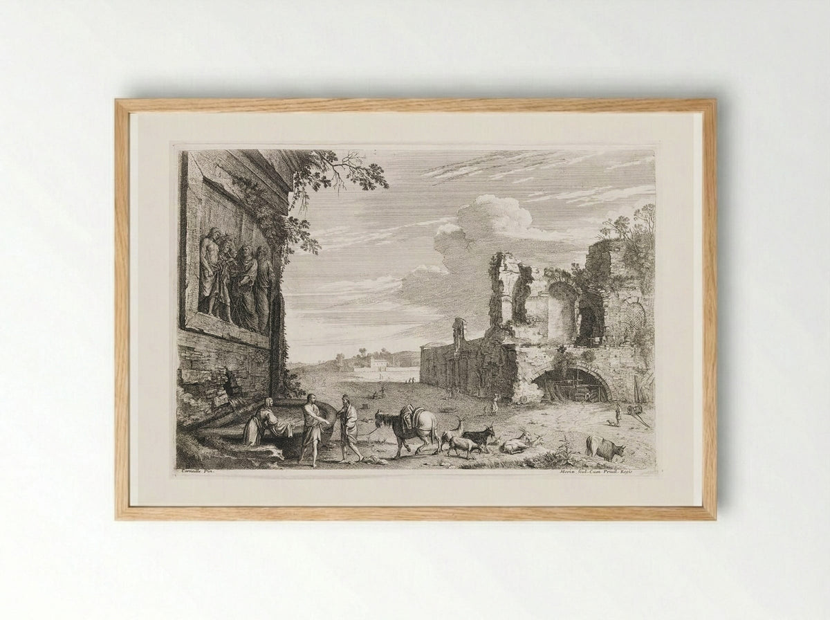 The Seated Cowherd, Roman Monuments - Jean Morin - Framed Print Wood