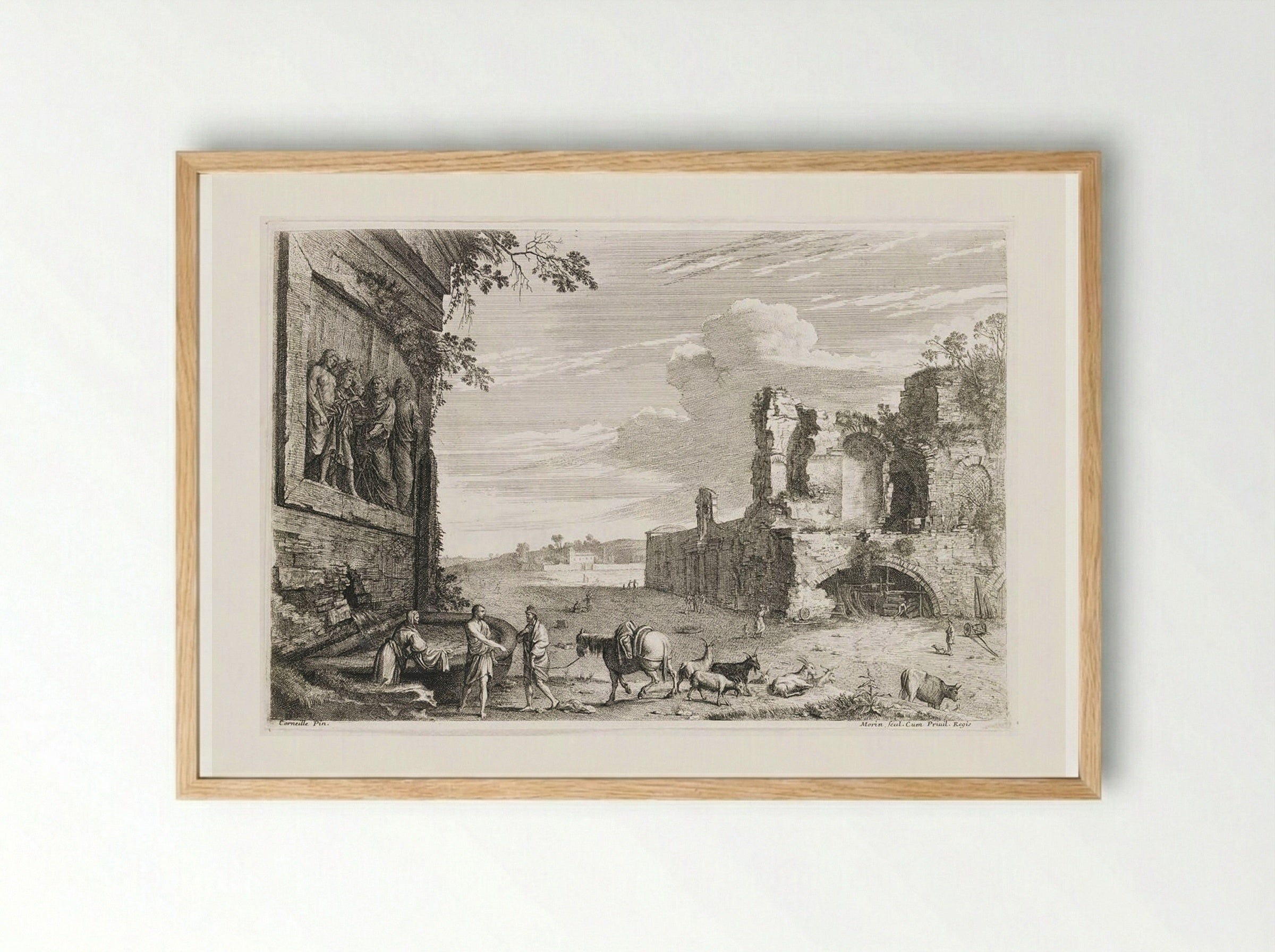 The Seated Cowherd, Roman Monuments - Jean Morin - Framed Print Wood