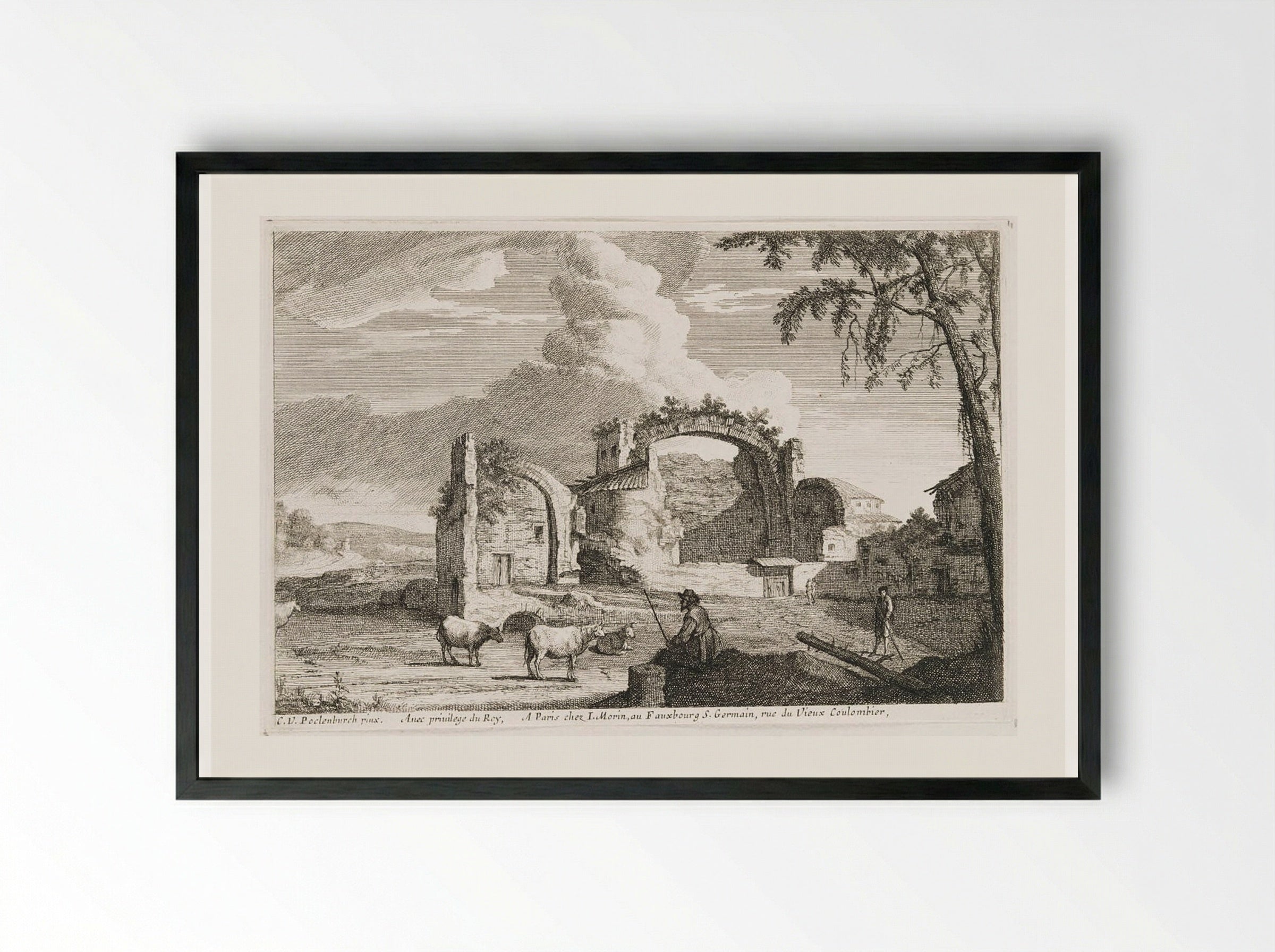 The Seated Cowherd - Jean Morin - Framed Print Black