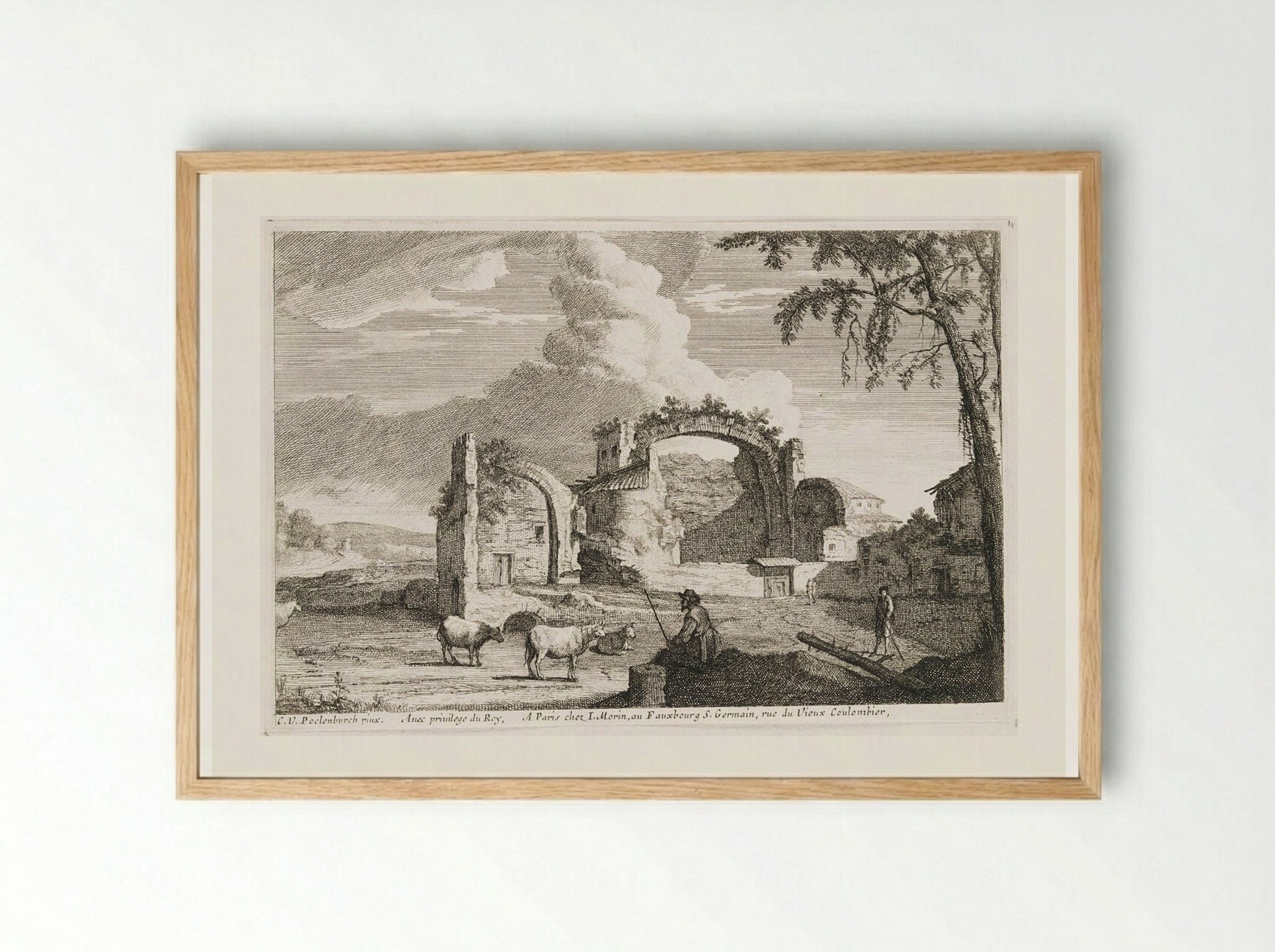 The Seated Cowherd - Jean Morin - Framed Print Wood
