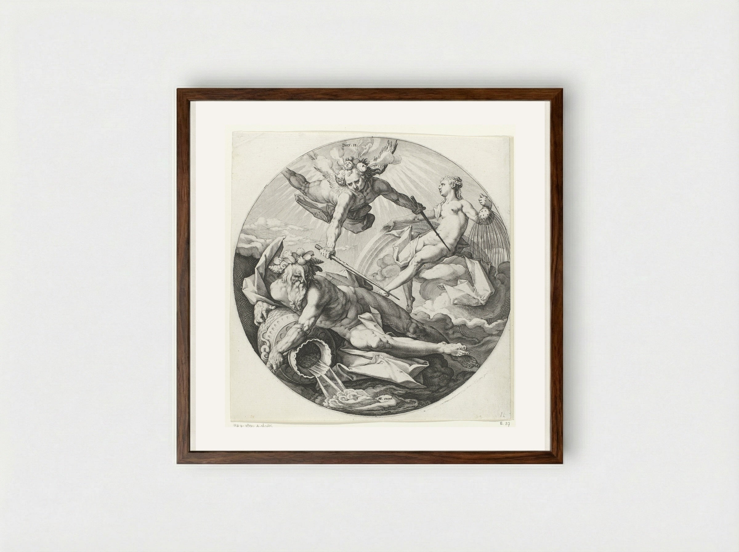 The Second Day of Creation: The Separation of the Waters - Jan Harmensz. Muller - Framed Print Dark Wood
