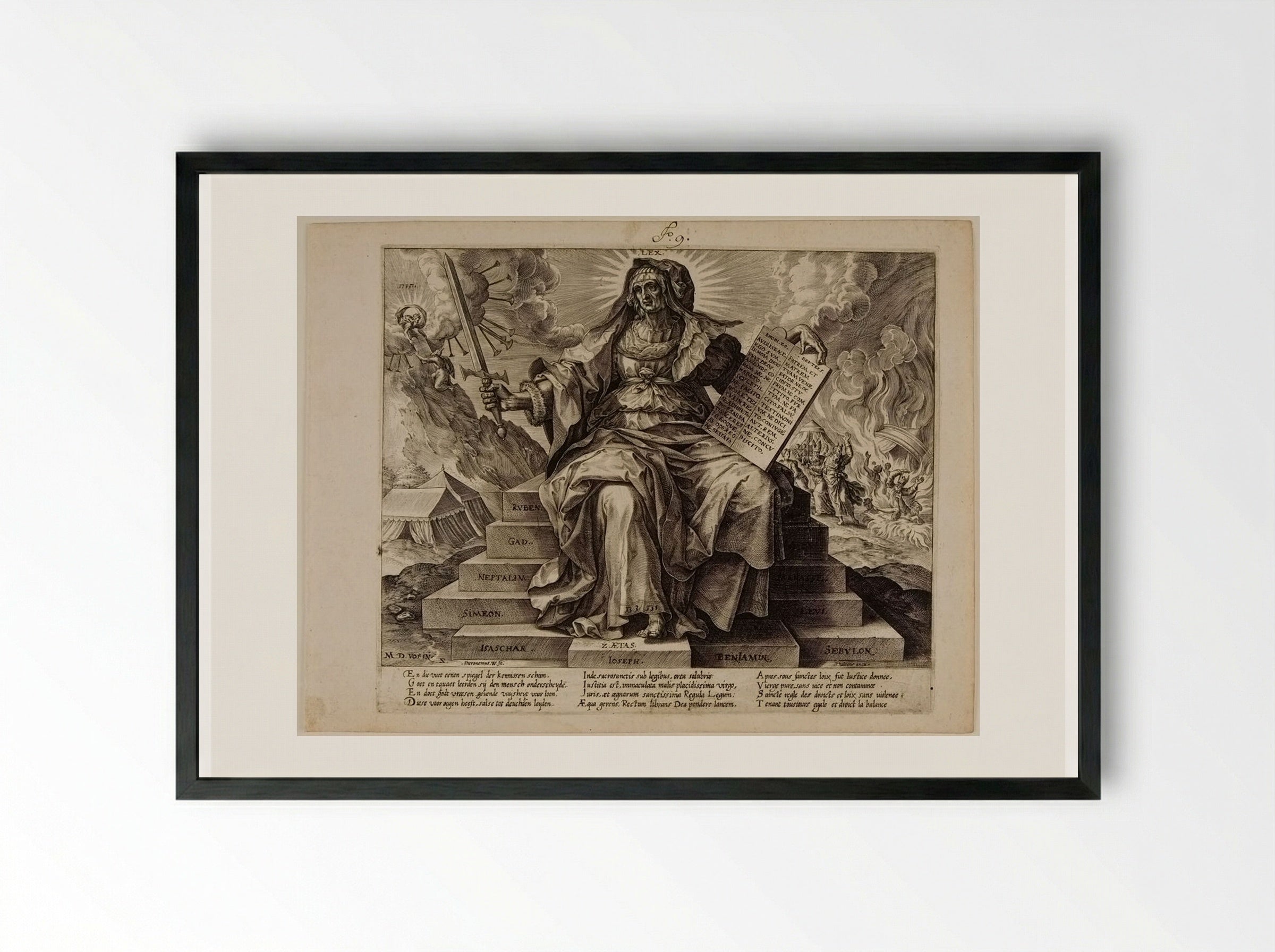 The Second Era: The Law of the Old Testament - Hieronymus Wierix - Framed Print Black