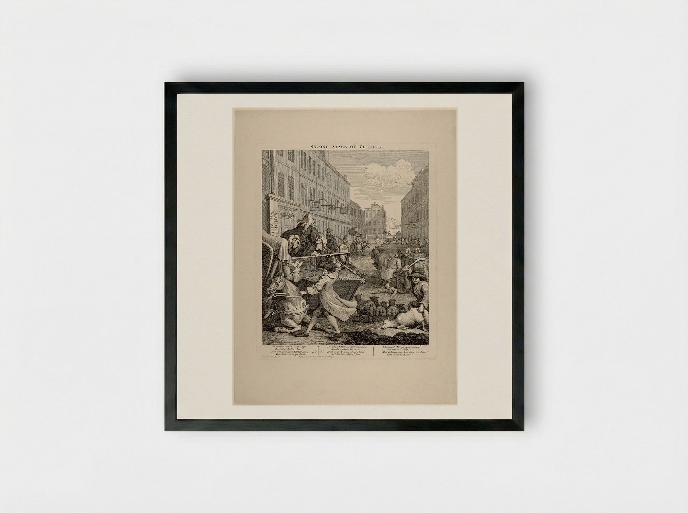 The Second Stage of Cruelty - William Hogarth - Framed Print Black