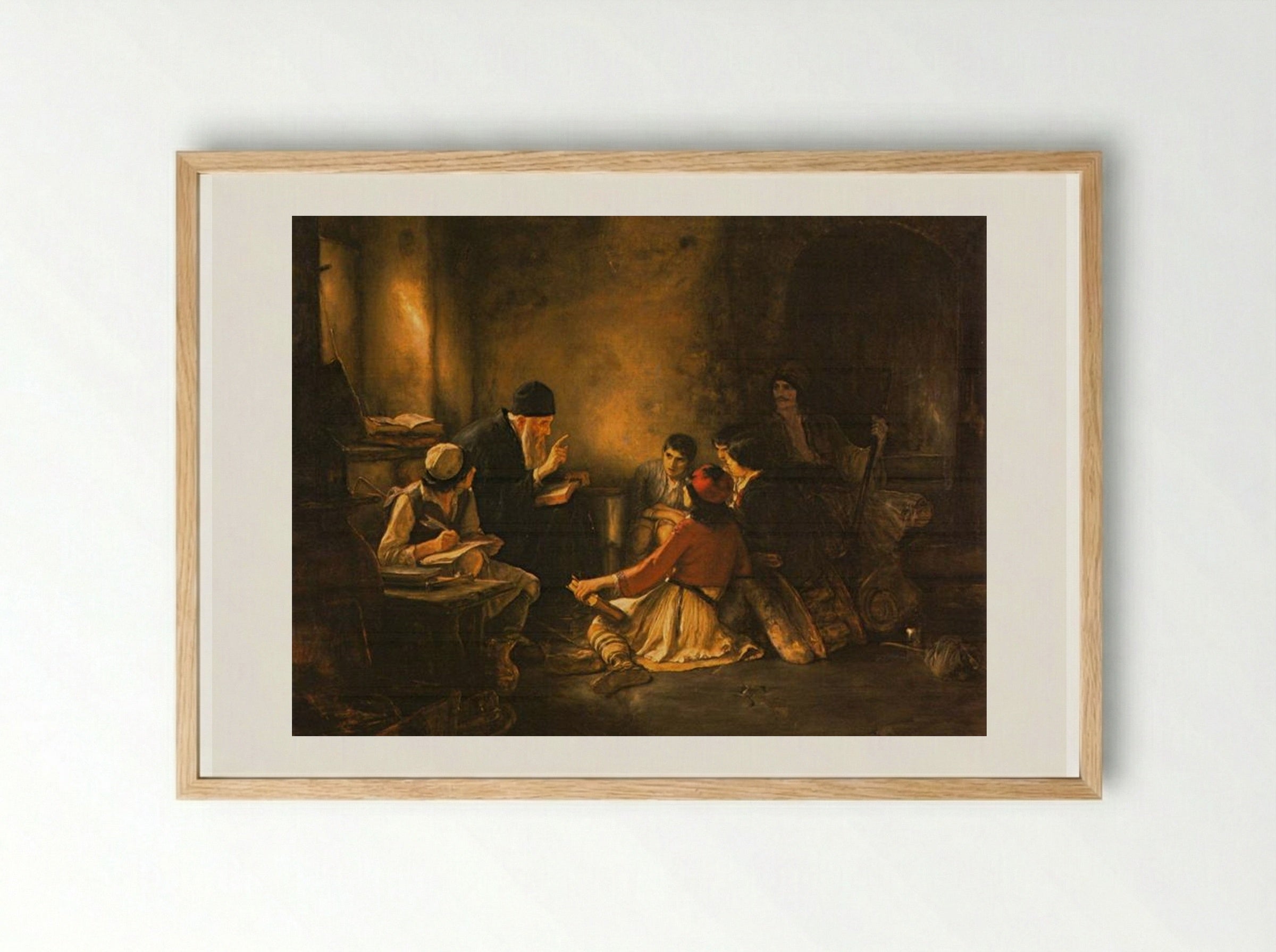 The Secret School - Nikolaos Gyzis - Framed Print Wood
