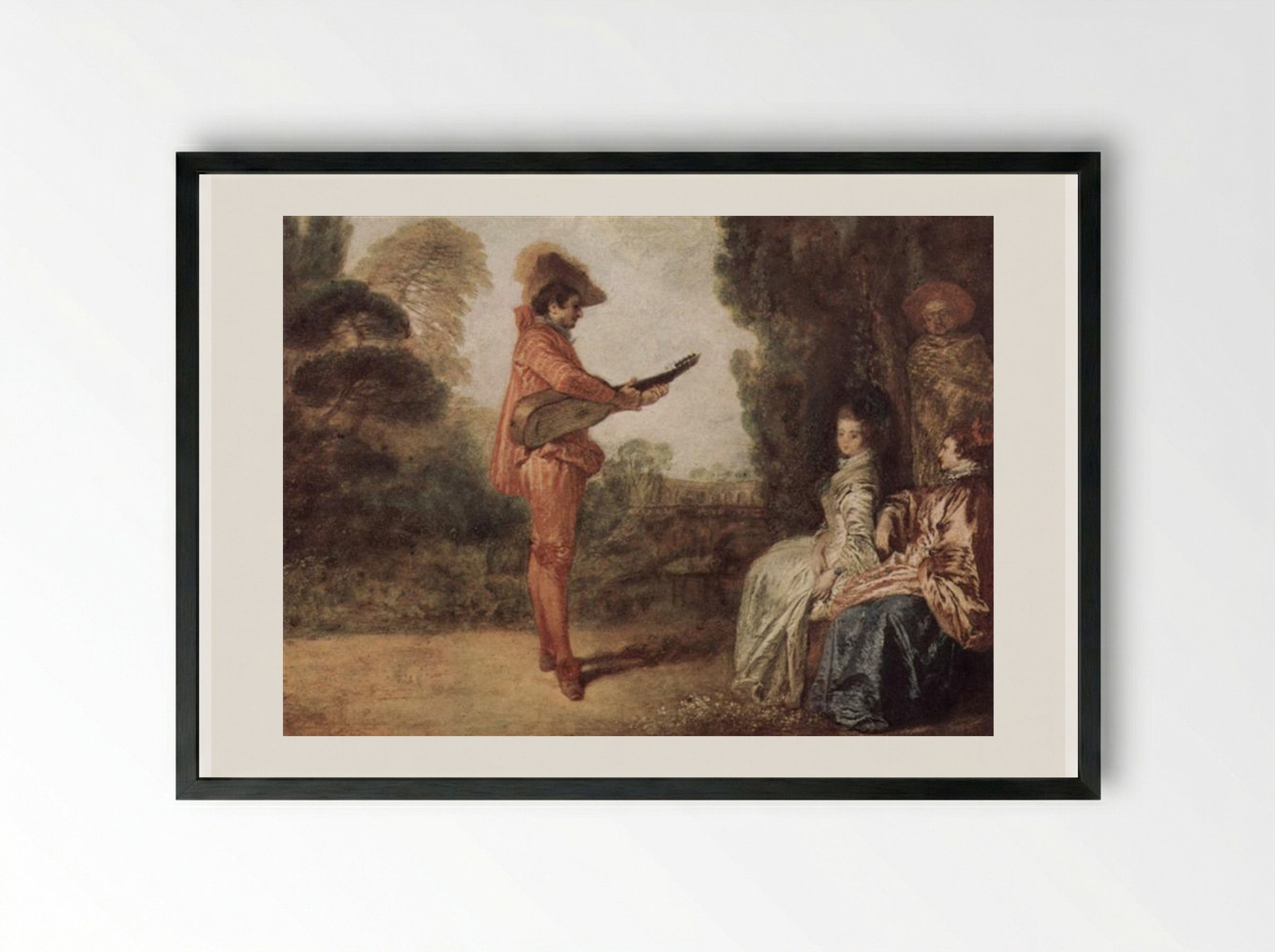 The Seducer - Antoine Watteau - Framed Print Black