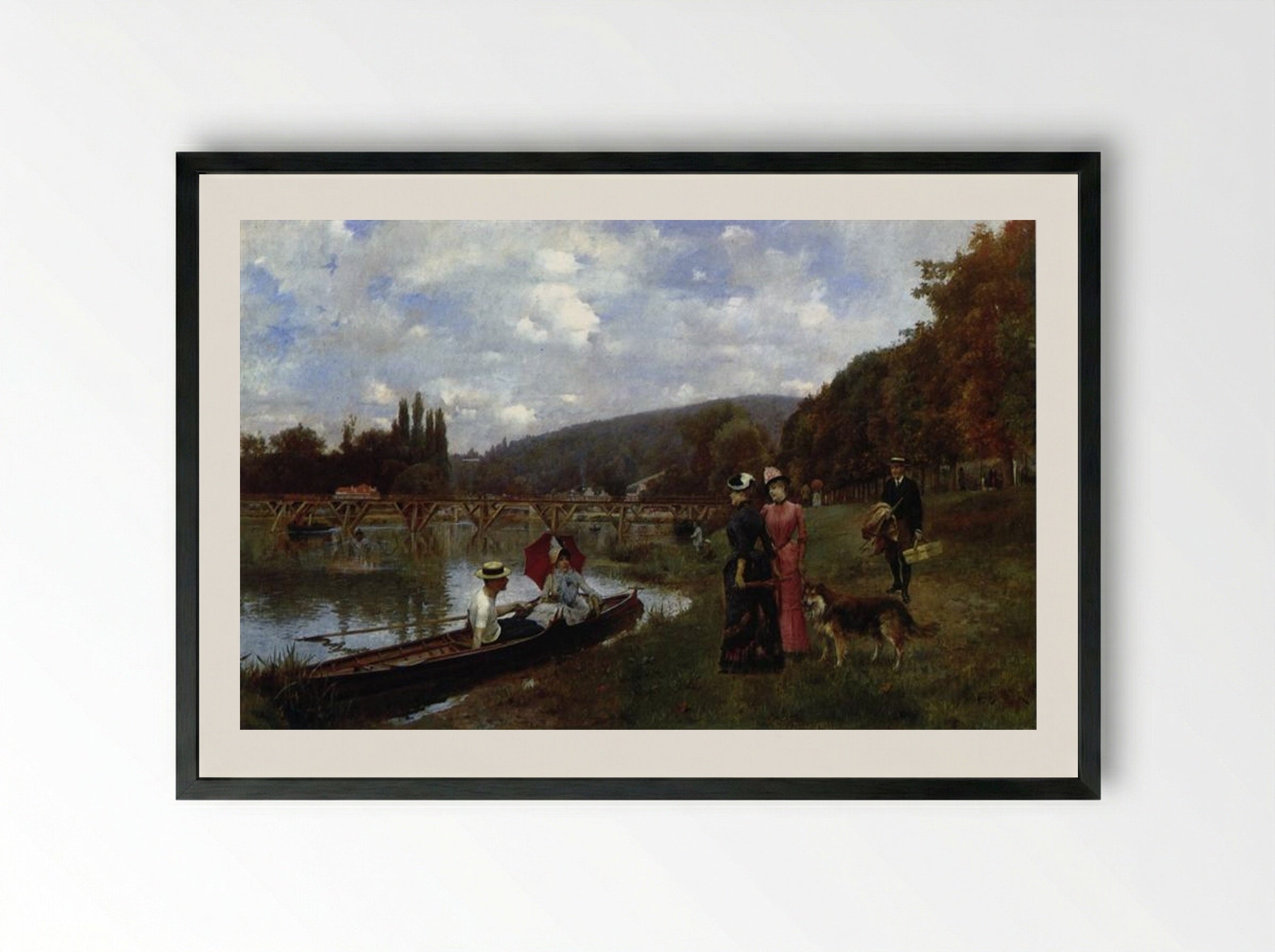 The Seine at Bougival - Julius LeBlanc Stewart - Framed Print Black