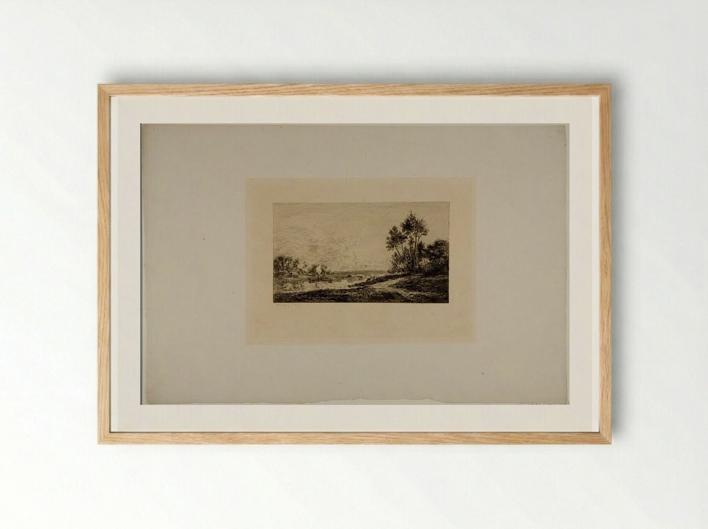 The Seine at Pont-Maurin - Charles-François Daubigny - Framed Print Wood