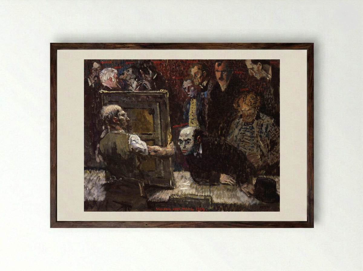 The Selecting Jury of the New English Art Club - William Orpen - Framed Print Dark Wood