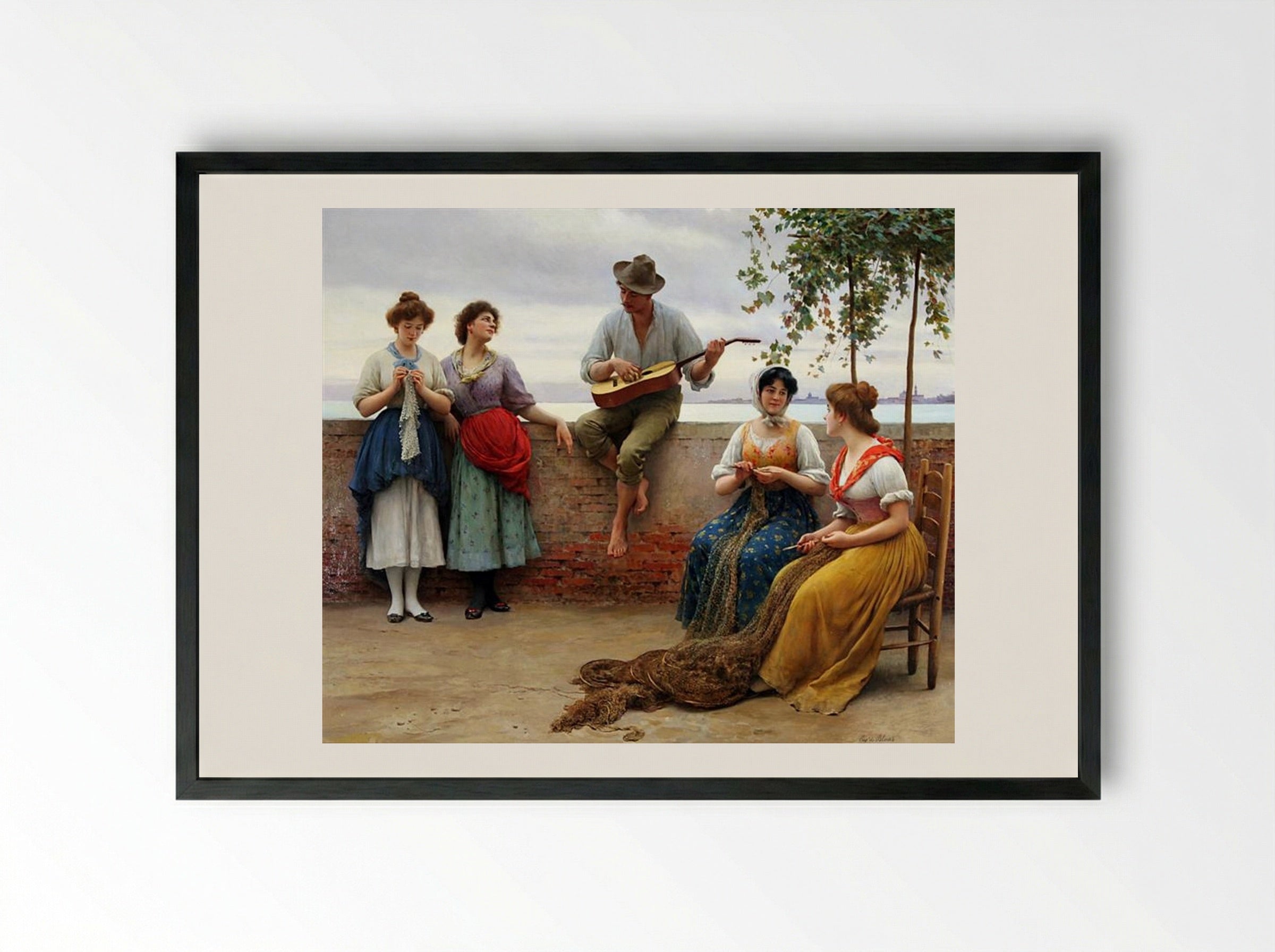The Serenade - Eugene de Blaas - Framed Print Black