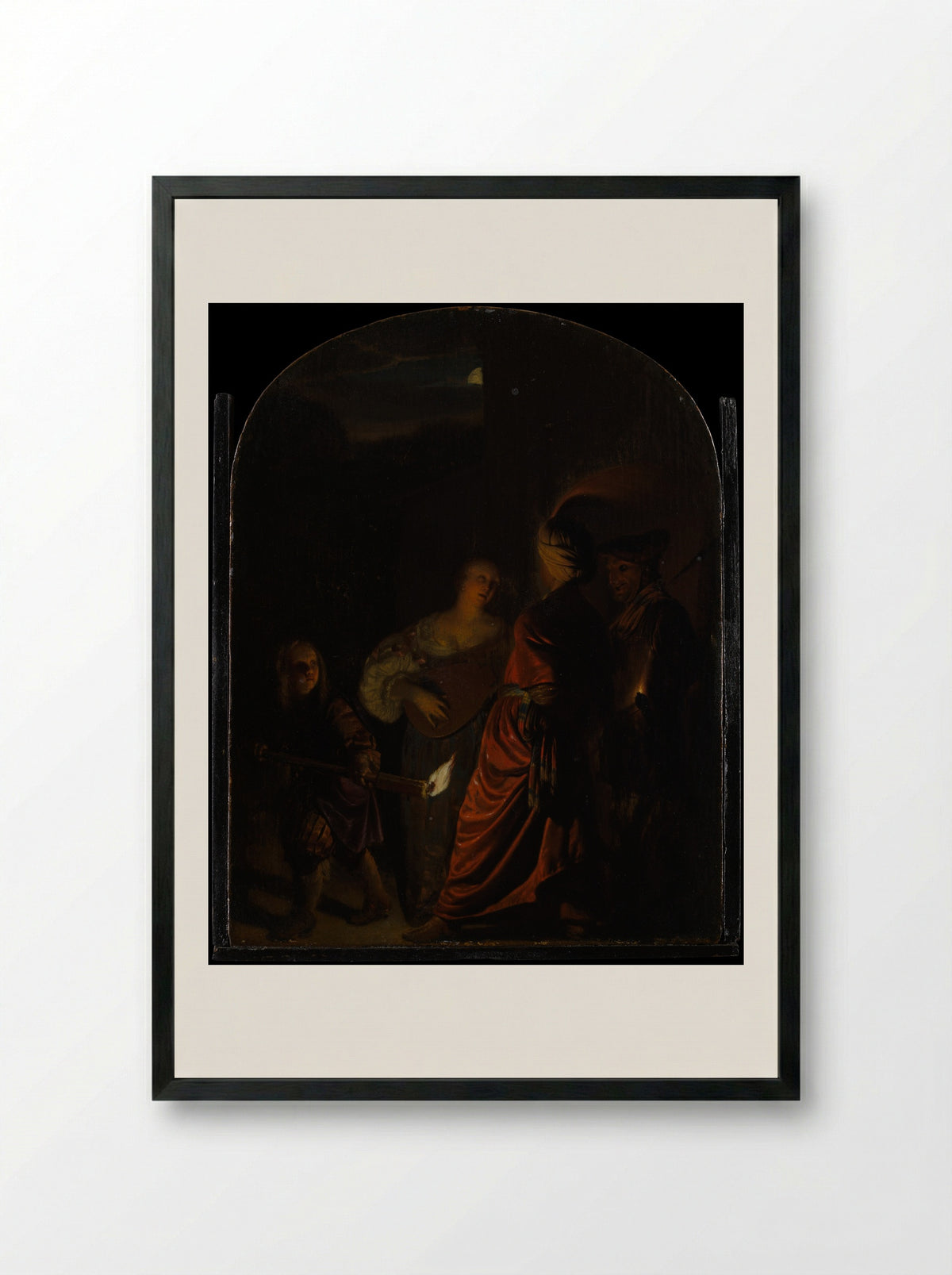 The Serenade - Frans van Mieris the Elder - Framed Print Black