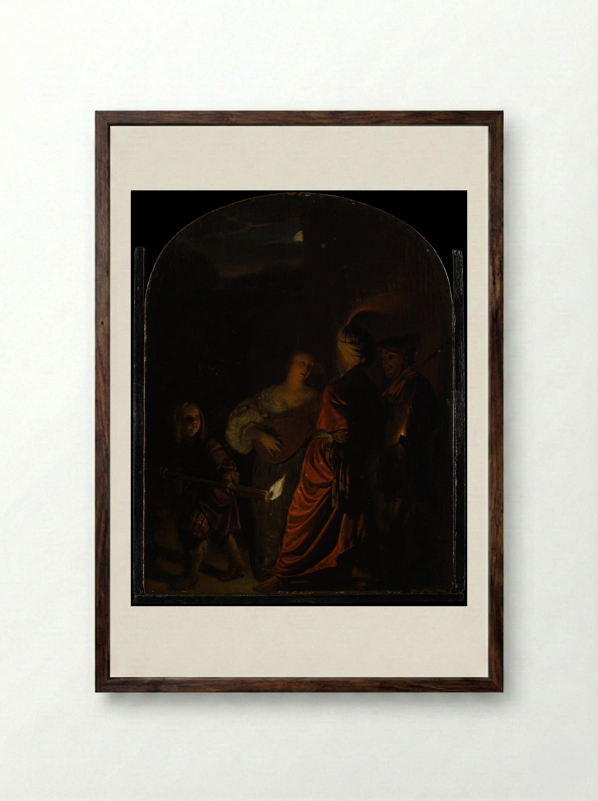 The Serenade - Frans van Mieris the Elder - Framed Print Dark Wood