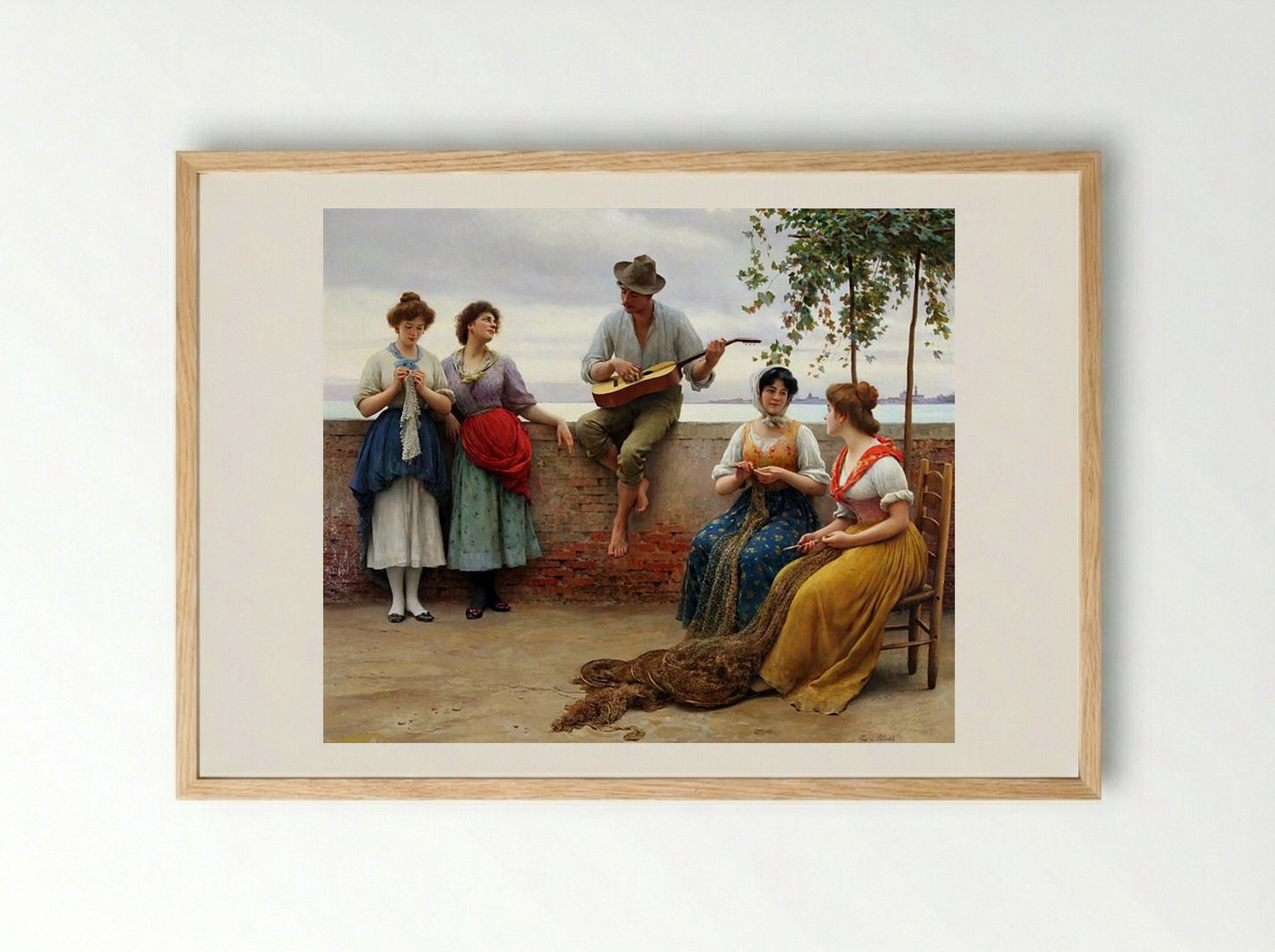 The Serenade - Eugene de Blaas - Framed Print Wood