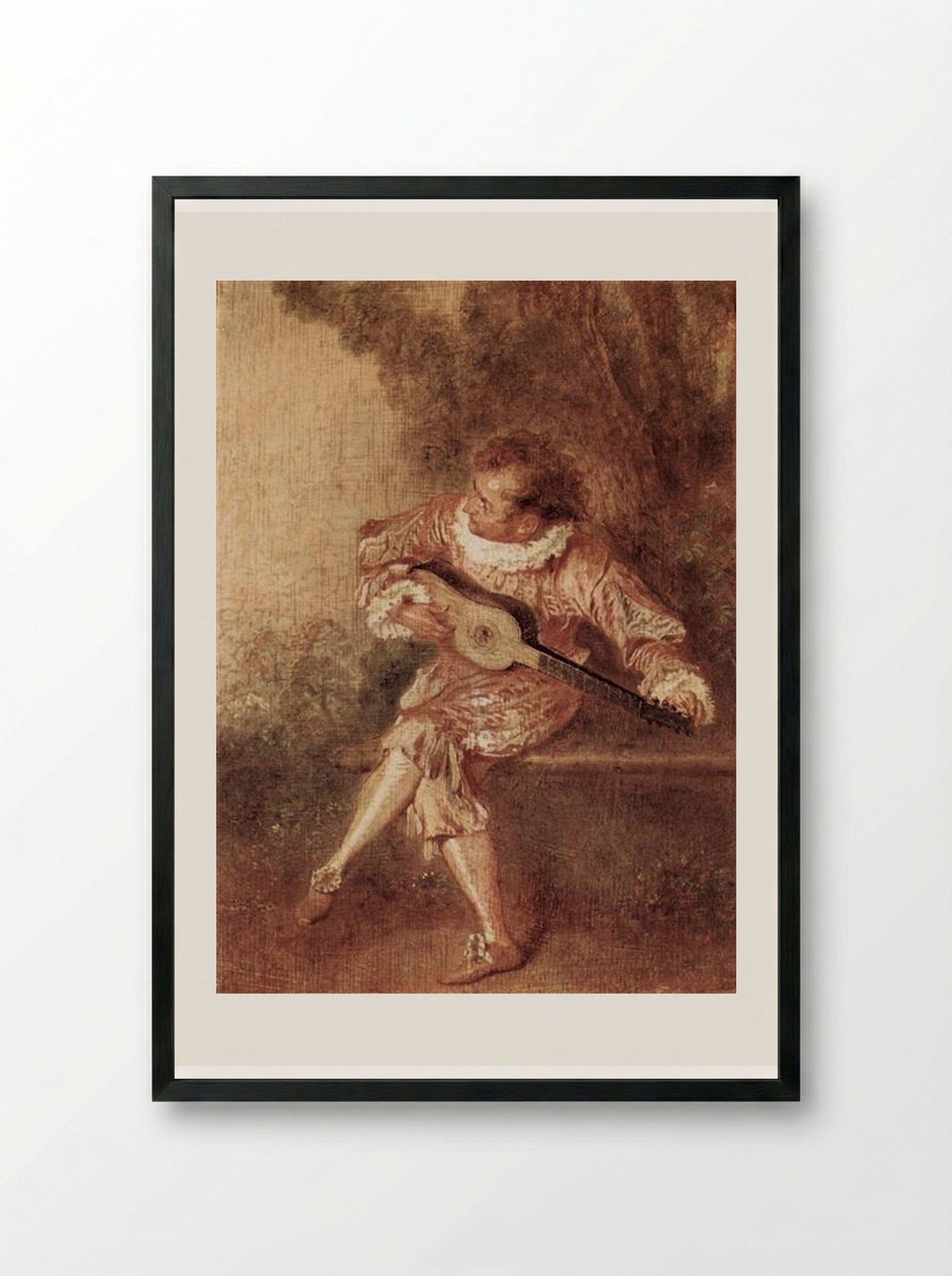 The Serenader - Antoine Watteau - Framed Print Black