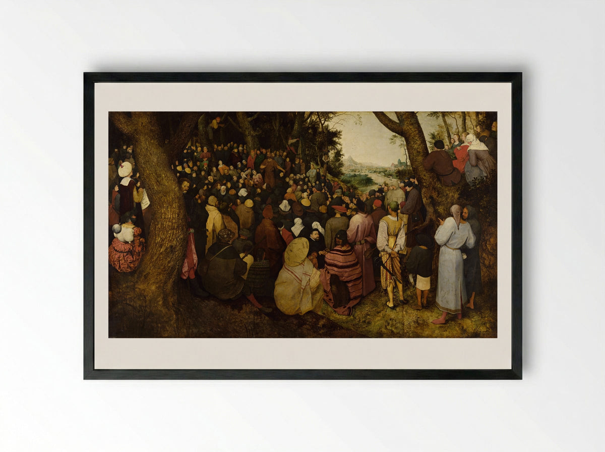 The Sermon of St. John the Baptist - Pieter Bruegel the Elder - Framed Print Black