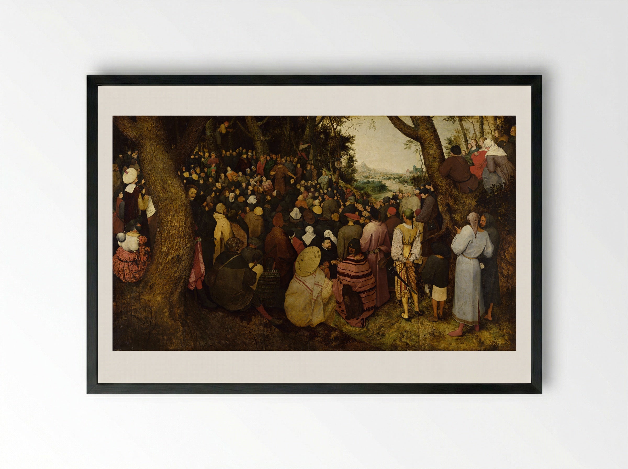 The Sermon of St. John the Baptist - Pieter Bruegel the Elder - Framed Print Black