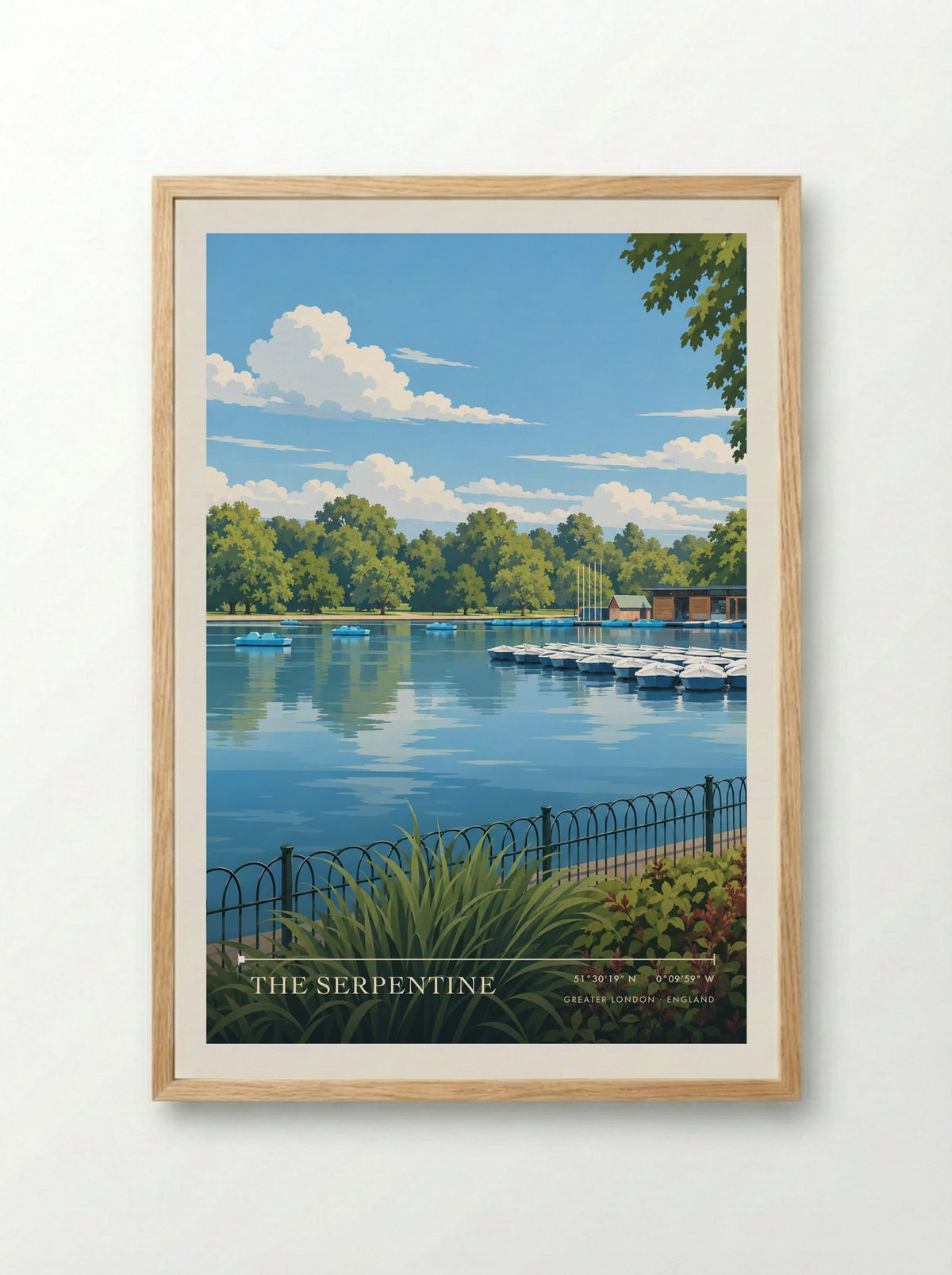 The Serpentine, Greater London | Travel Poster - Framed Print Wood