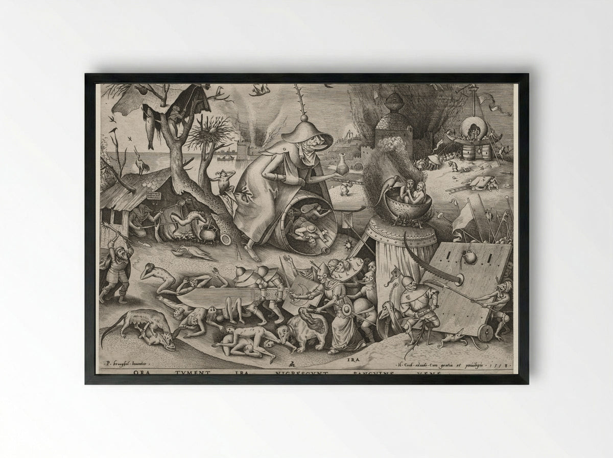 The Seven Deadly Sins: Anger (Ira) - Pieter Bruegel the Elder - Framed Print Black