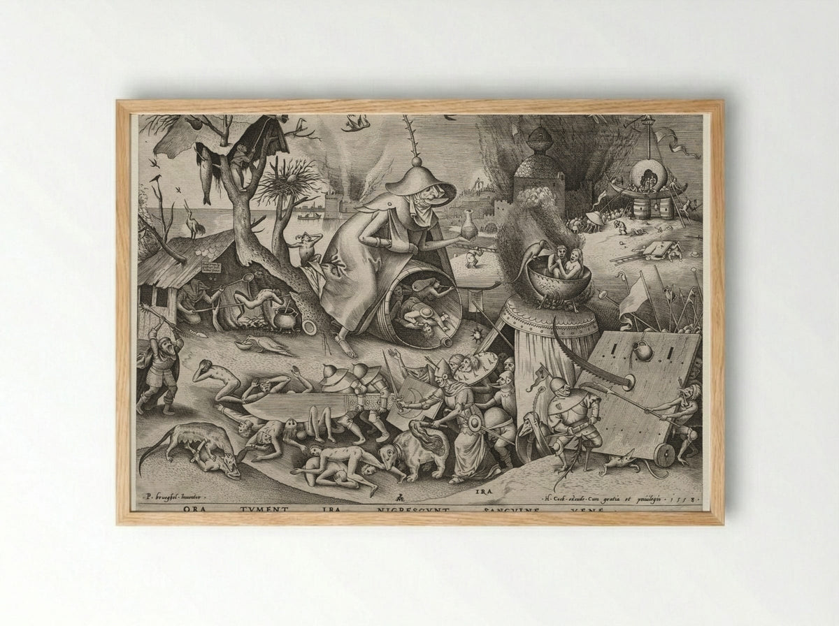 The Seven Deadly Sins: Anger (Ira) - Pieter Bruegel the Elder - Framed Print Wood