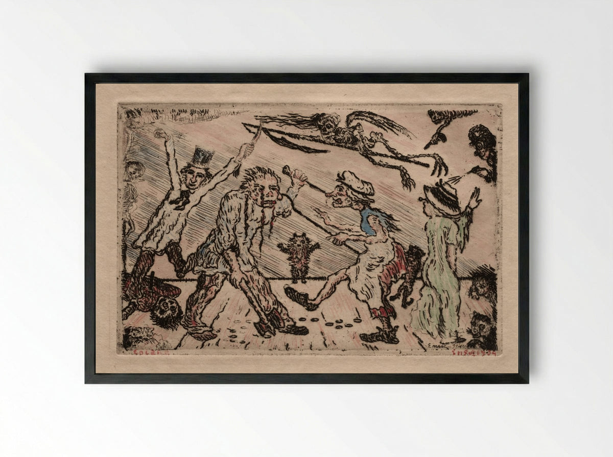 The Seven Deadly Sins: Anger - James Ensor - Framed Print Black