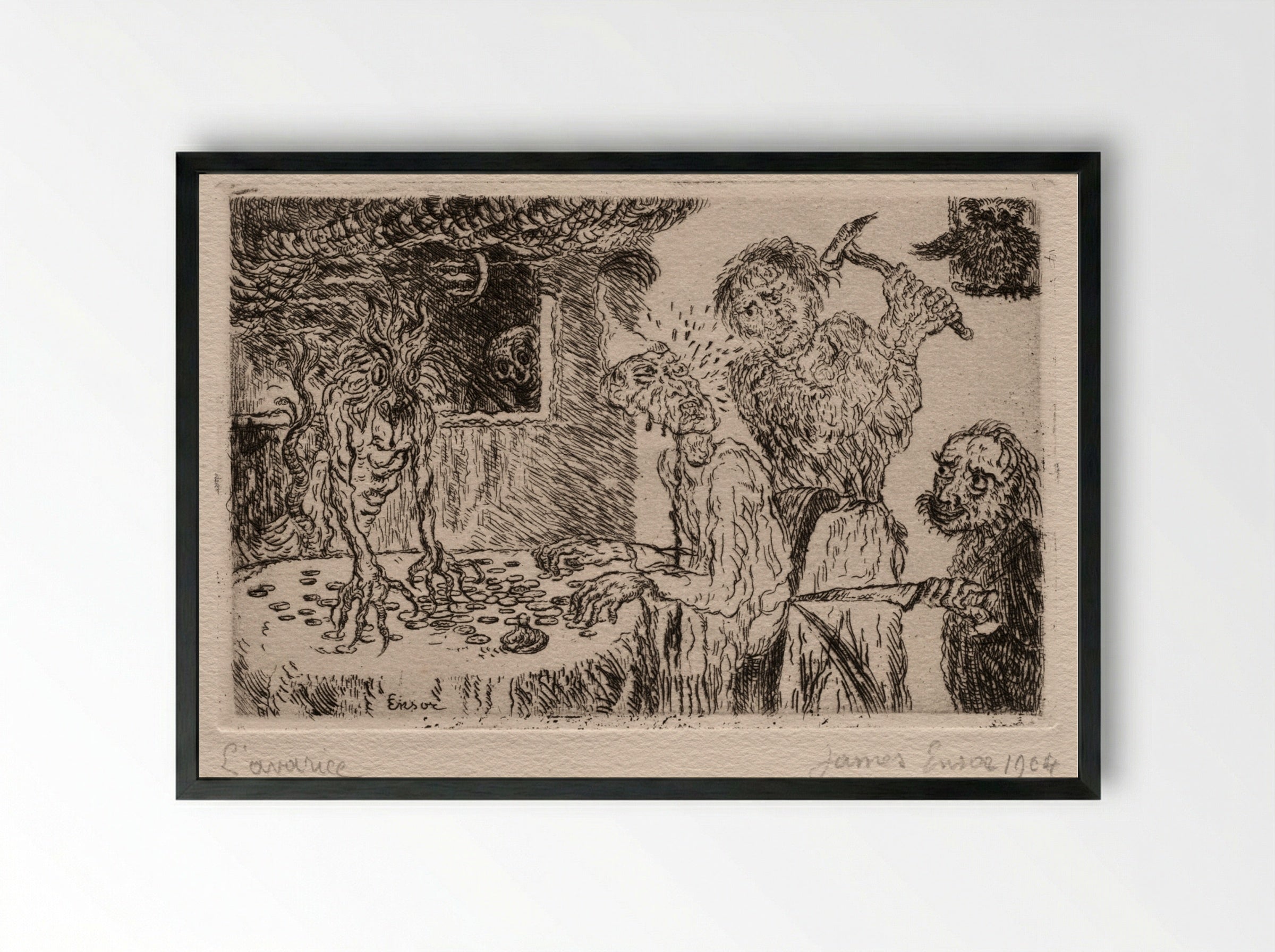 The Seven Deadly Sins: Avarice - James Ensor - Framed Print Black