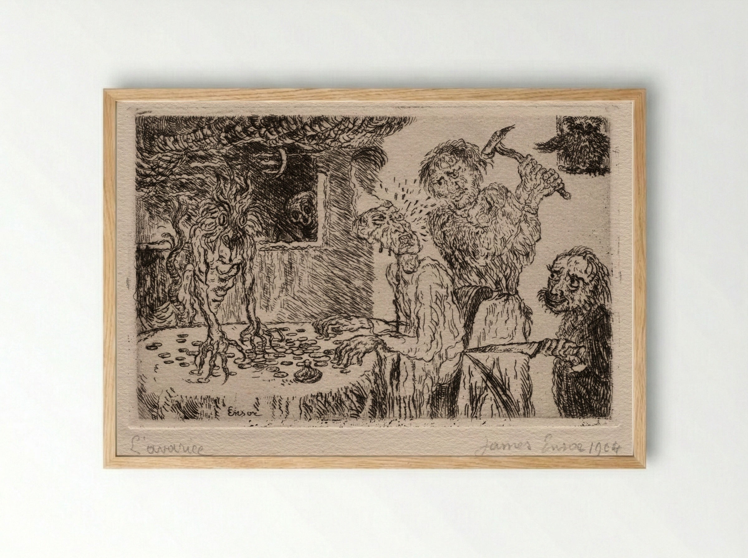 The Seven Deadly Sins: Avarice - James Ensor - Framed Print Wood
