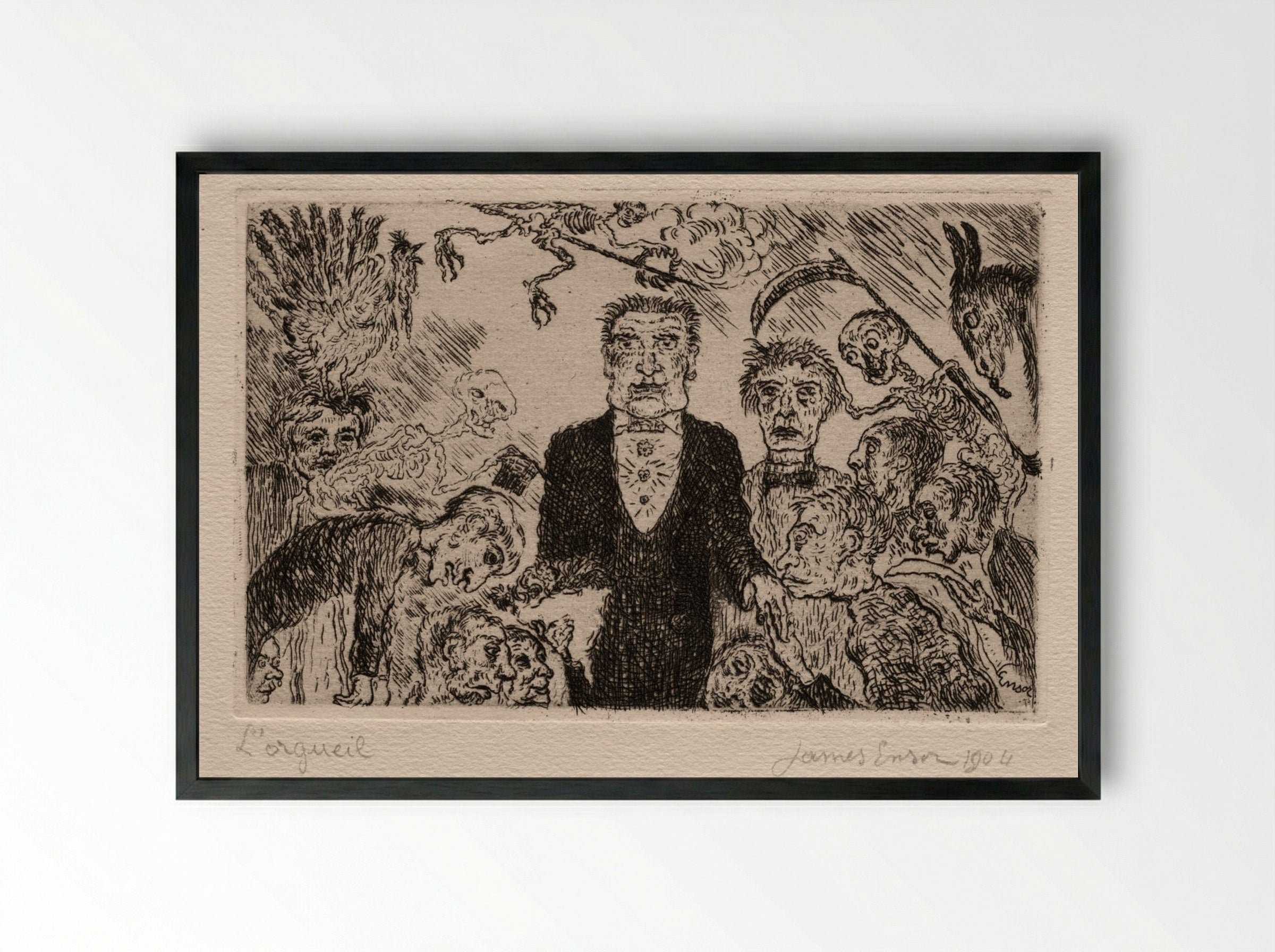 The Seven Deadly Sins: Pride - James Ensor - Framed Print Black