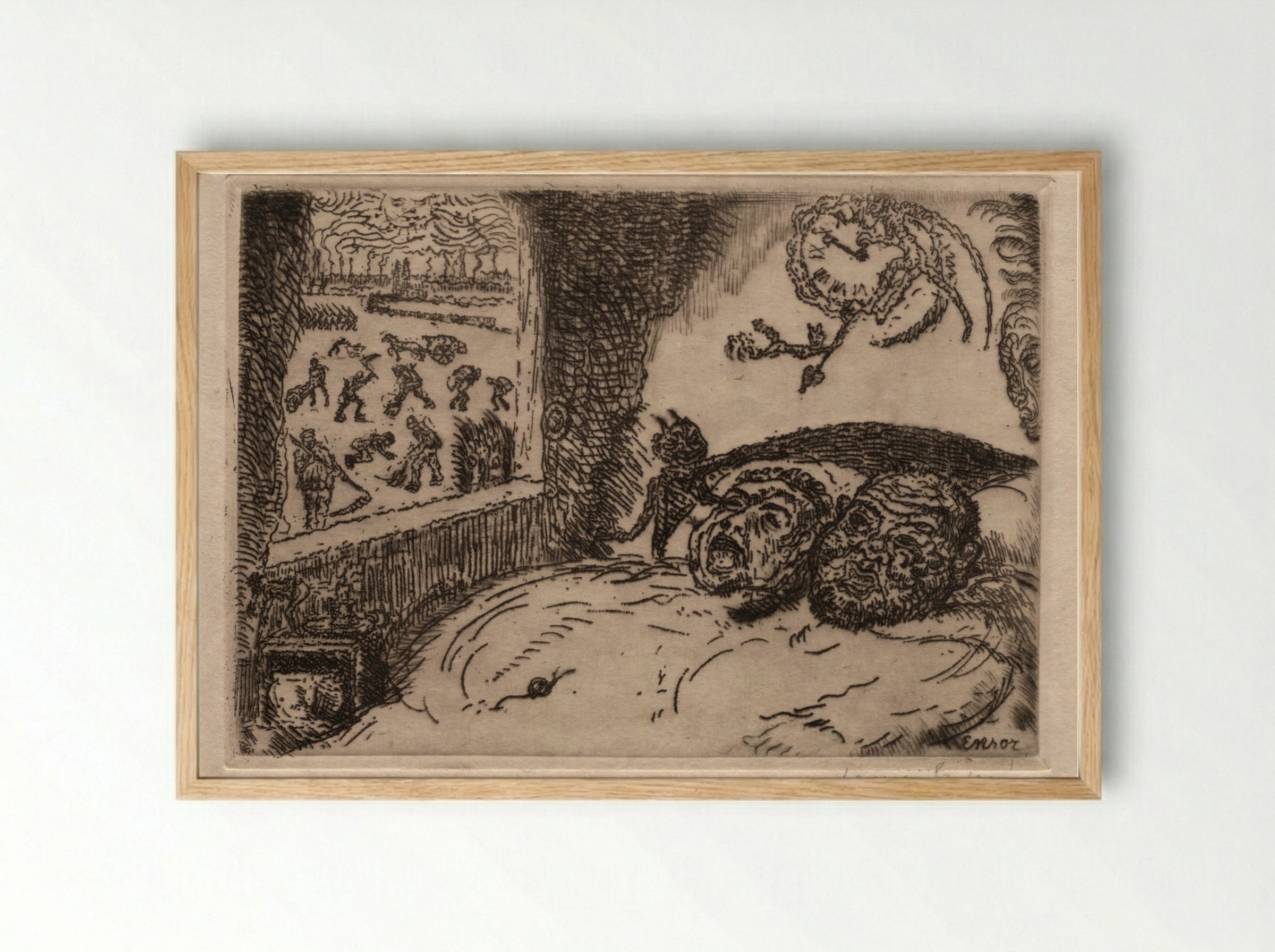 The Seven Deadly Sins: Sloth - James Ensor - Framed Print Wood