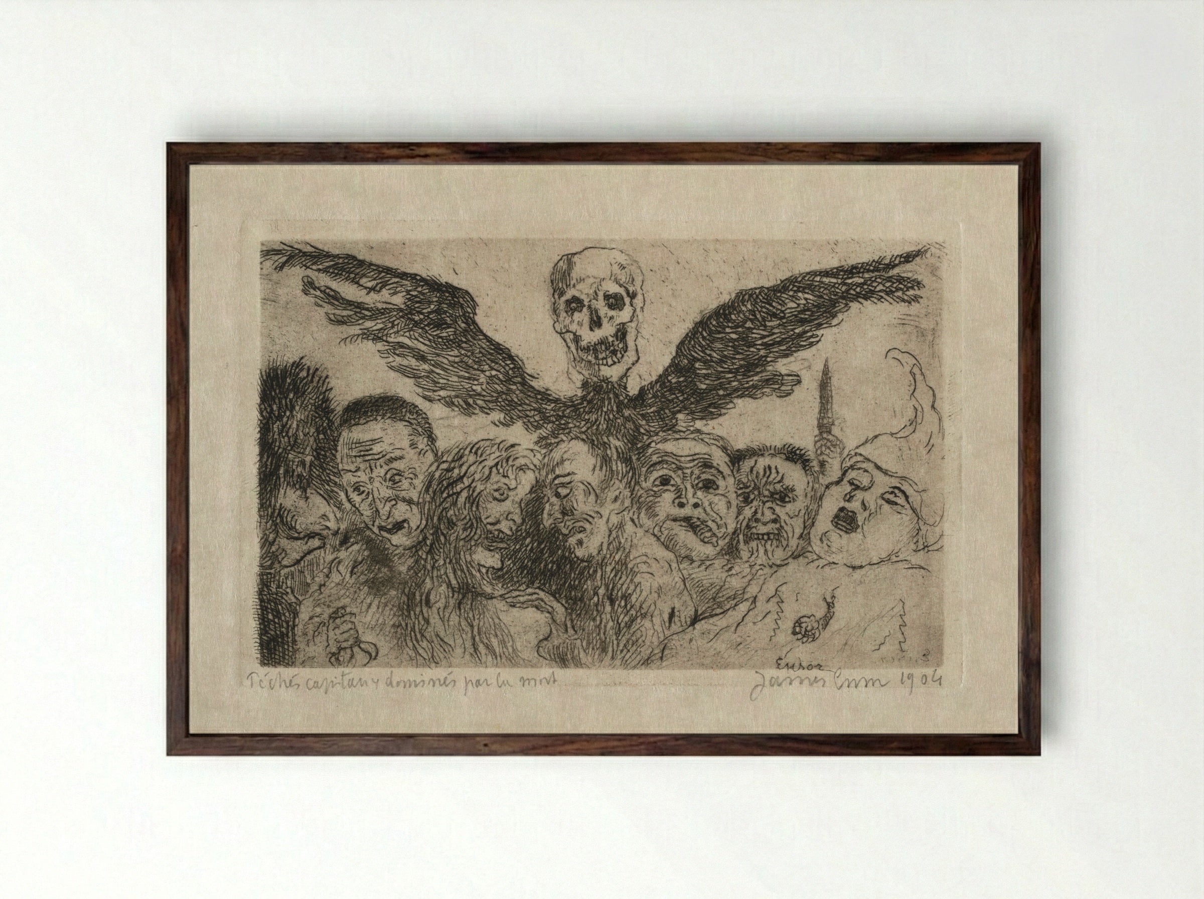The Seven Deadly Sins: Title Page - James Ensor - Framed Print Dark Wood