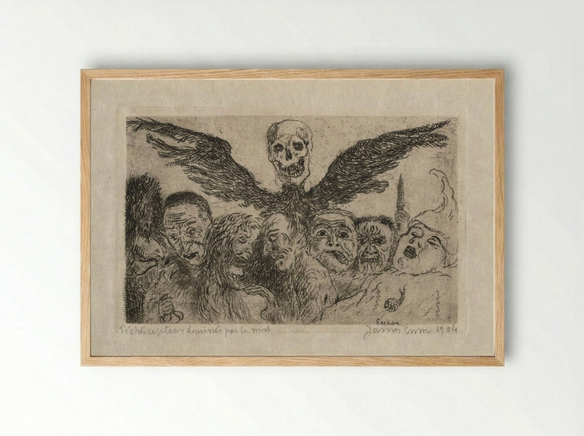 The Seven Deadly Sins - James Ensor - Framed Print Wood