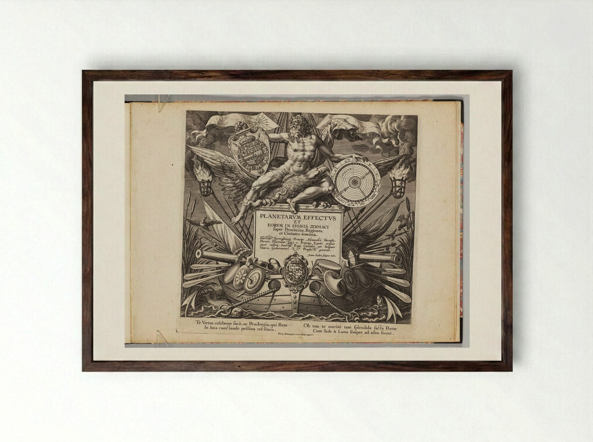 The Seven Planets (Title Page) - Johann Sadeler I - Framed Print Dark Wood