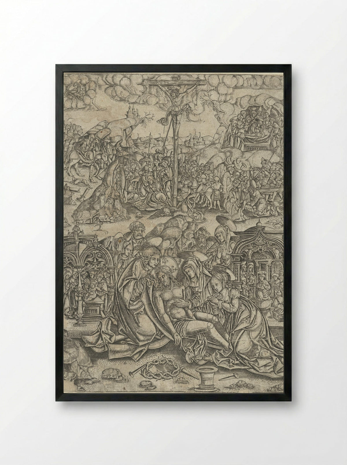 The Seven Sorrows of the Virgin - Monogrammist S - Framed Print Black