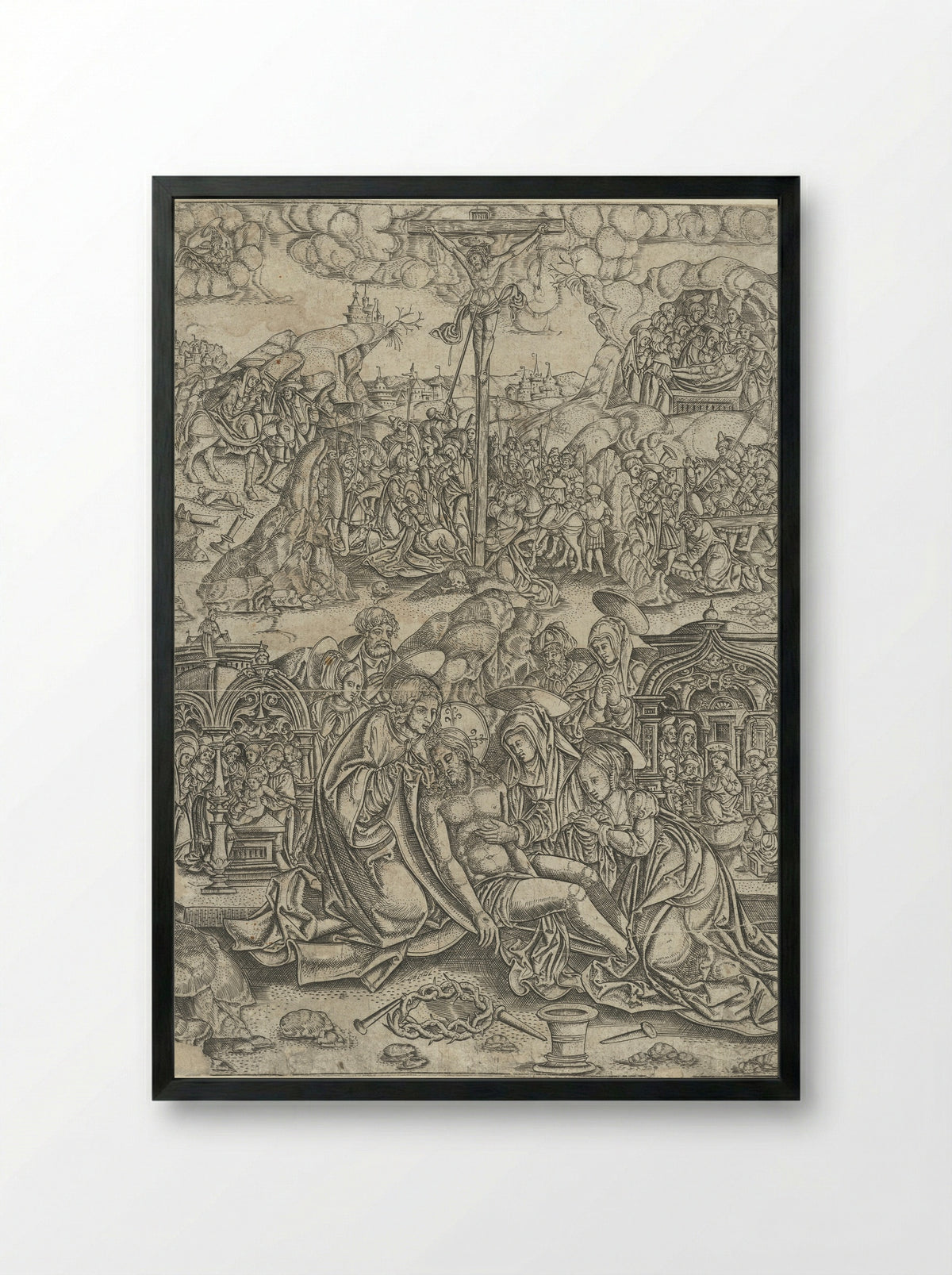 The Seven Sorrows of the Virgin - Monogrammist S - Framed Print Black