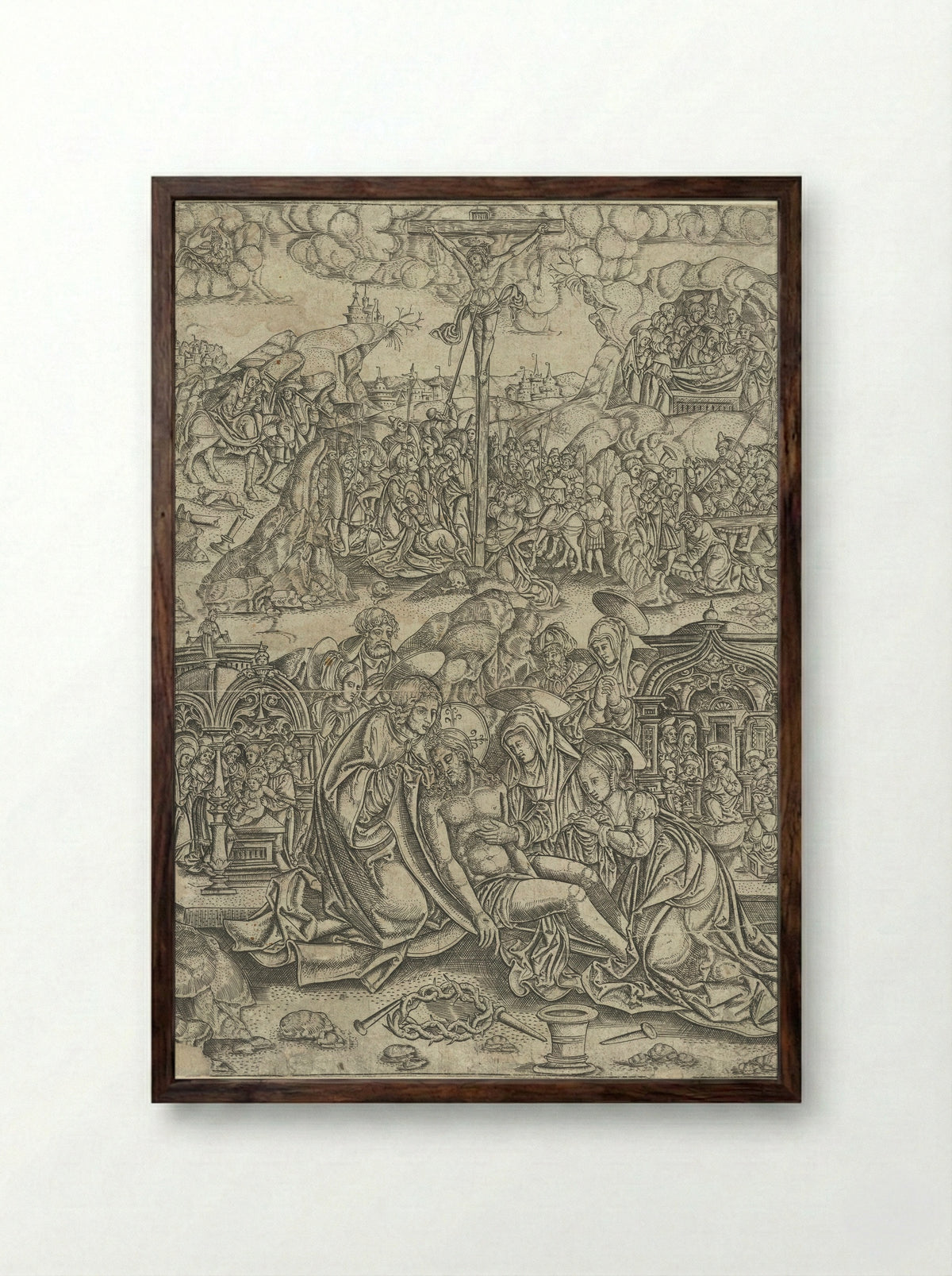 The Seven Sorrows of the Virgin - Monogrammist S - Framed Print Dark Wood