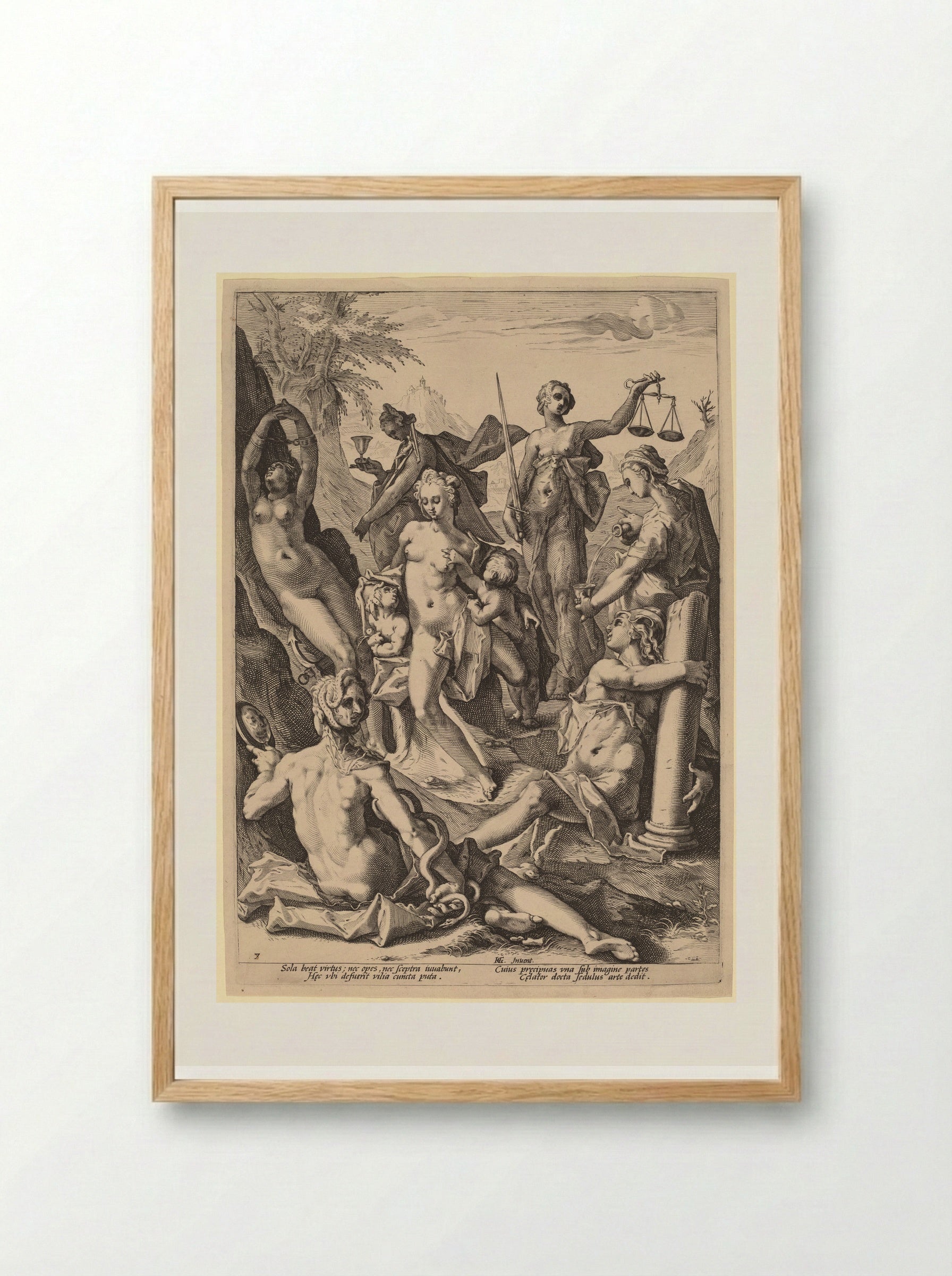 The Seven Virtues - Jacob Matham - Framed Print Wood
