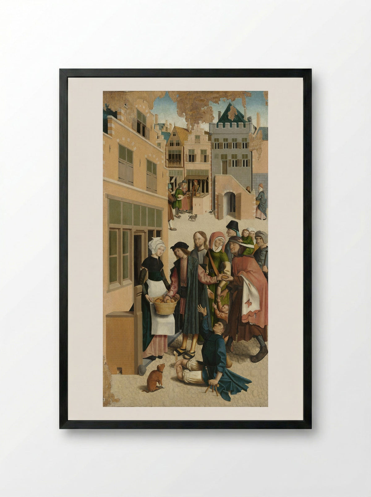 The Seven Works of Mercy - Master of Alkmaar - Framed Print Black