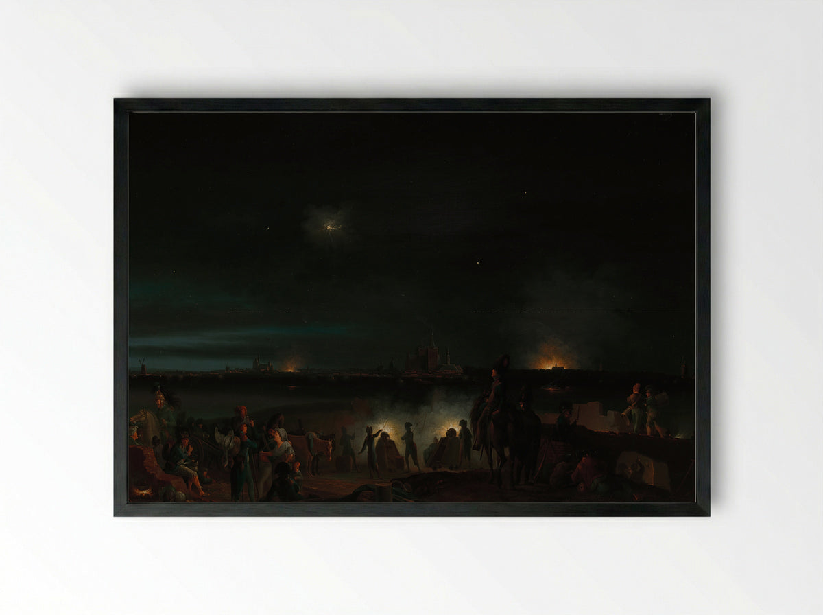 The Shelling of 's-Hertogenbosch by the French - Josephus Augustus Knip - Framed Print Black