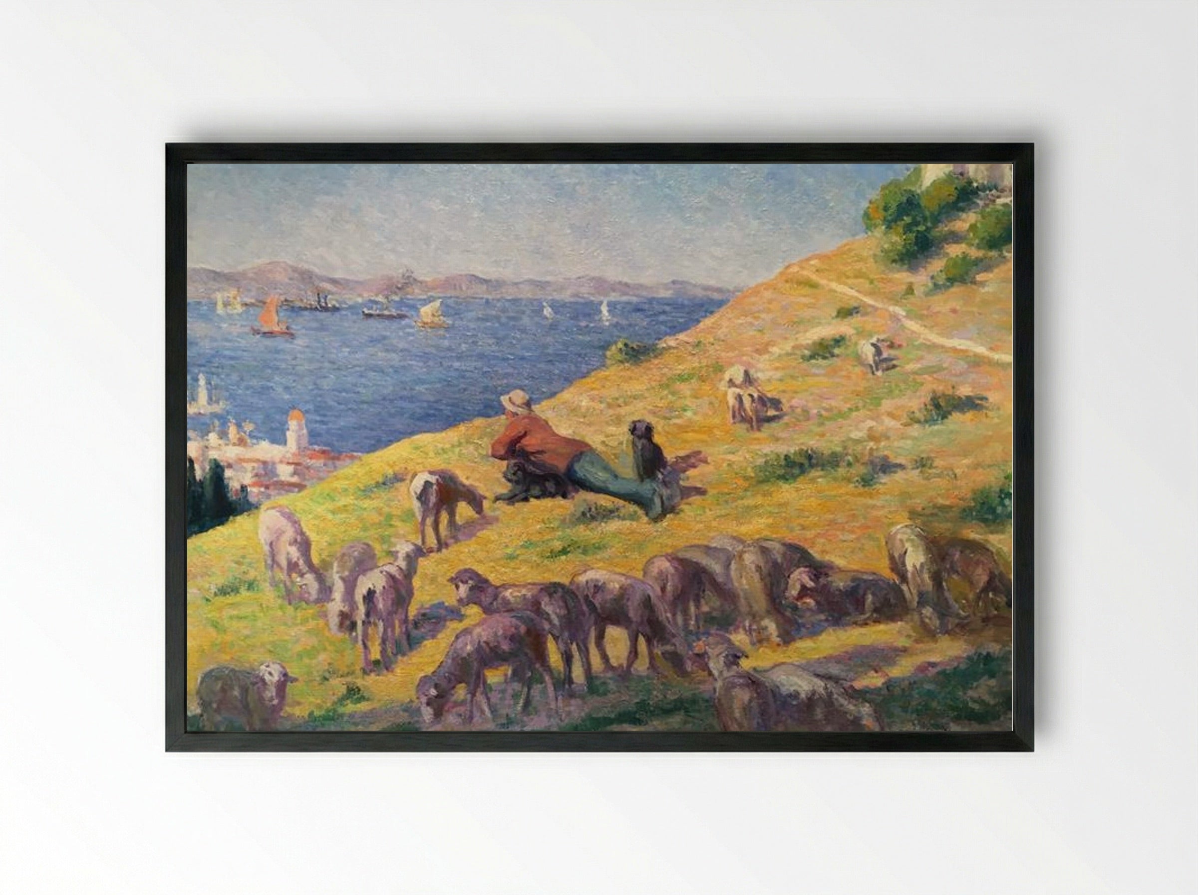 The Shepherd Observing the Sea - Maximilien Luce - Framed Print Black