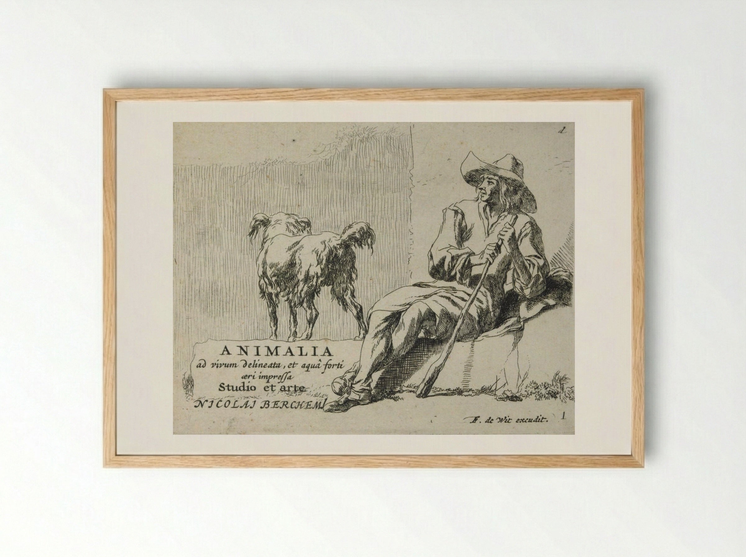 The Shepherd and the Dog - Nicolaes Berchem - Framed Print Wood