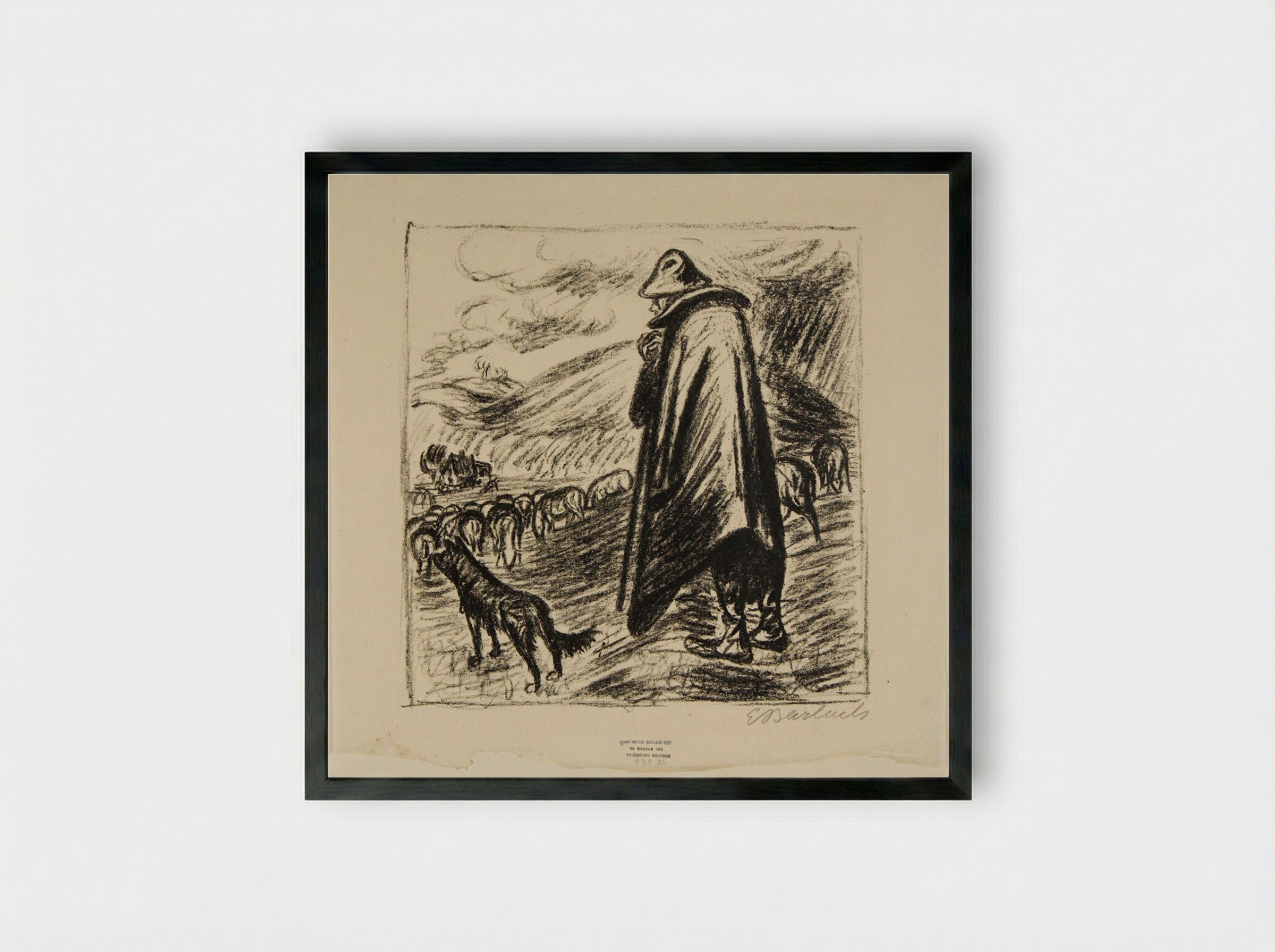 The Shepherd's Lamentation - Ernst Barlach - Framed Print Black