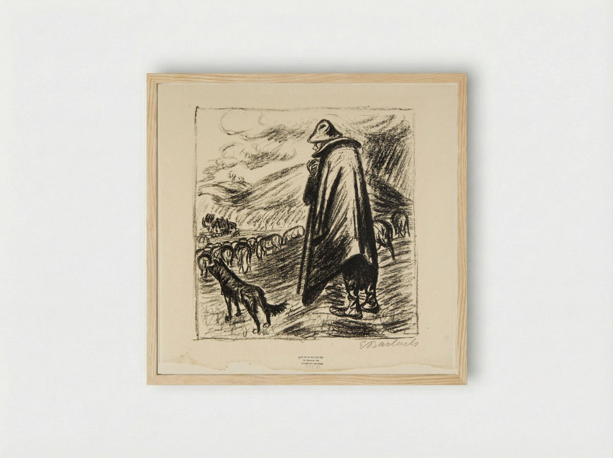 The Shepherd's Lamentation - Ernst Barlach - Framed Print Wood