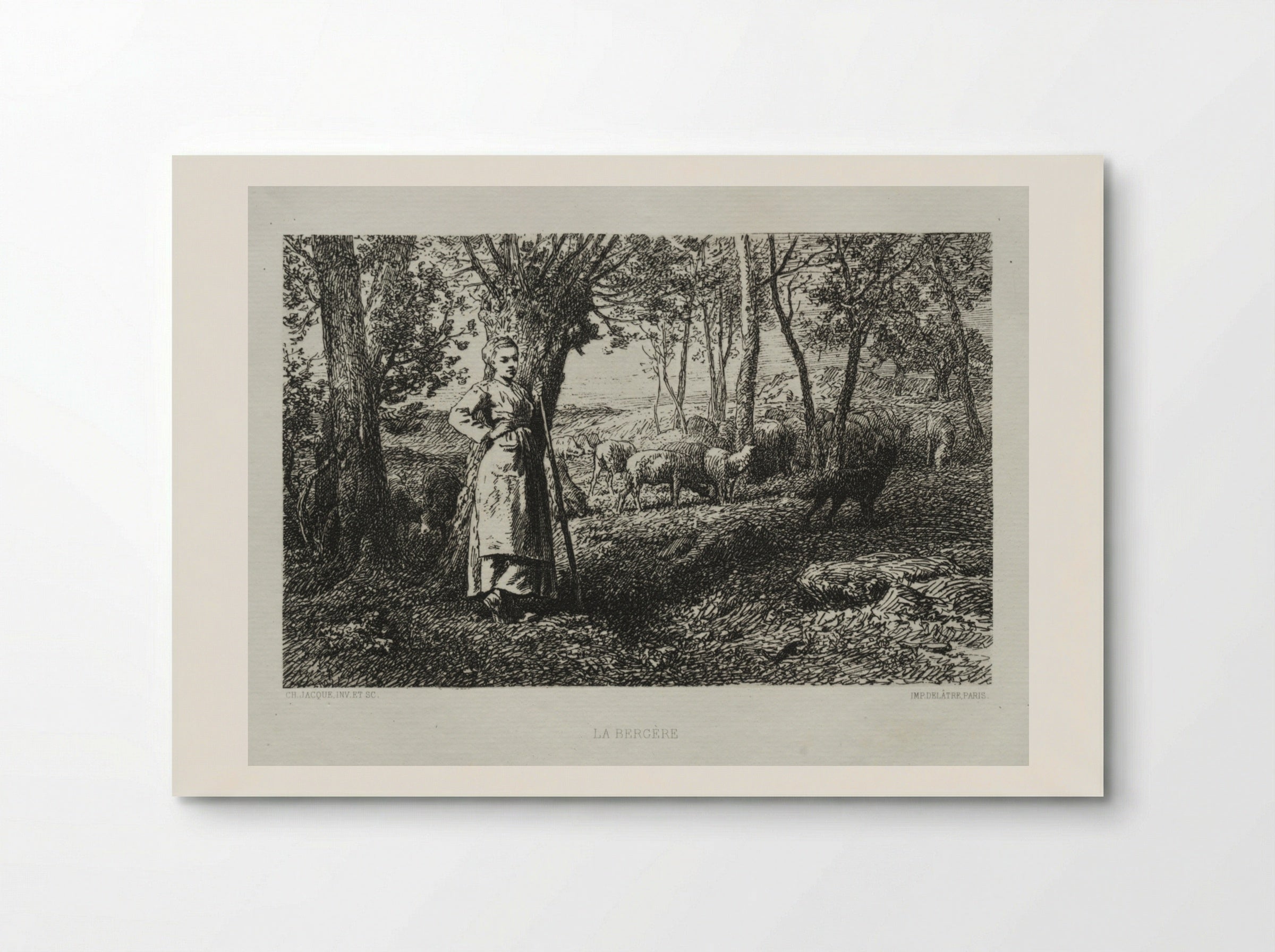 The Shepherdess - Charles-Émile Jacque - Poster
