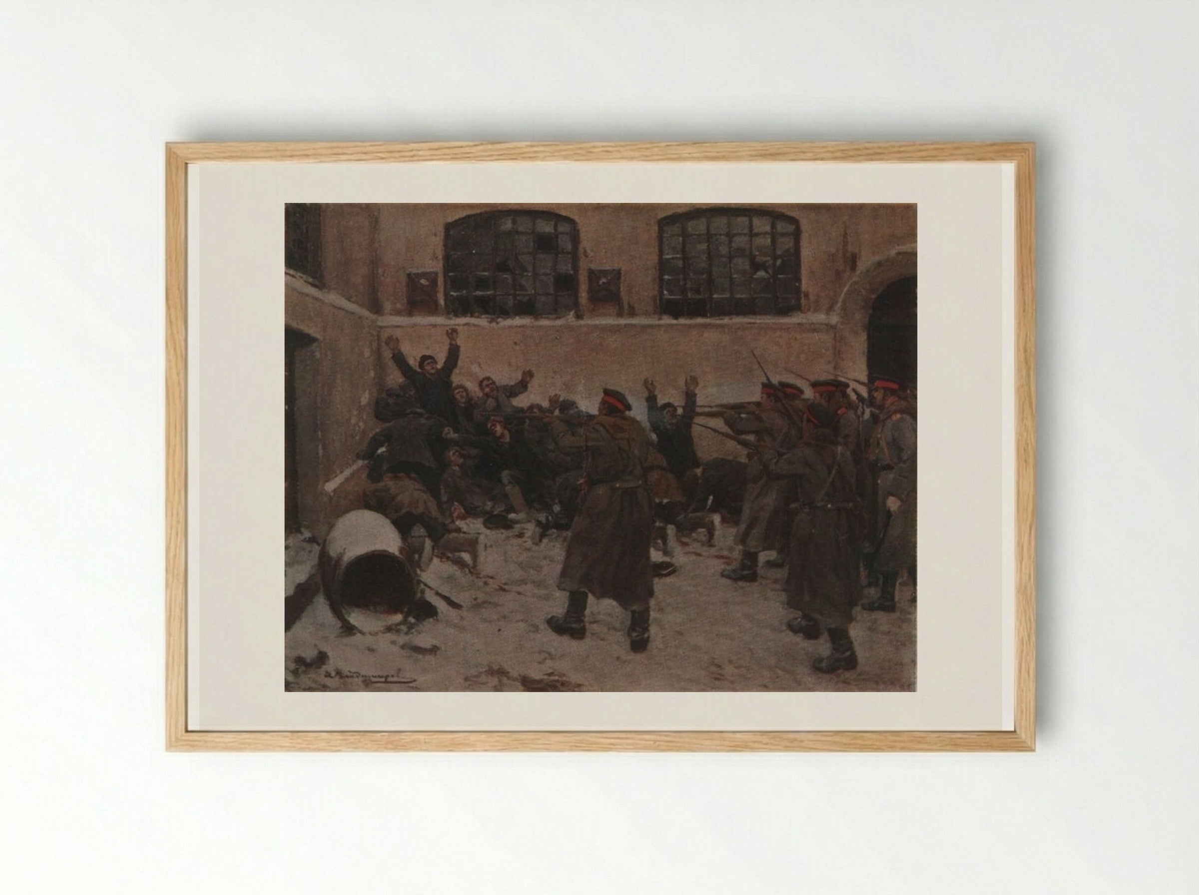 The Shooting in Presnya in December 1905 - Ivan Vladimirov - Framed Print Wood