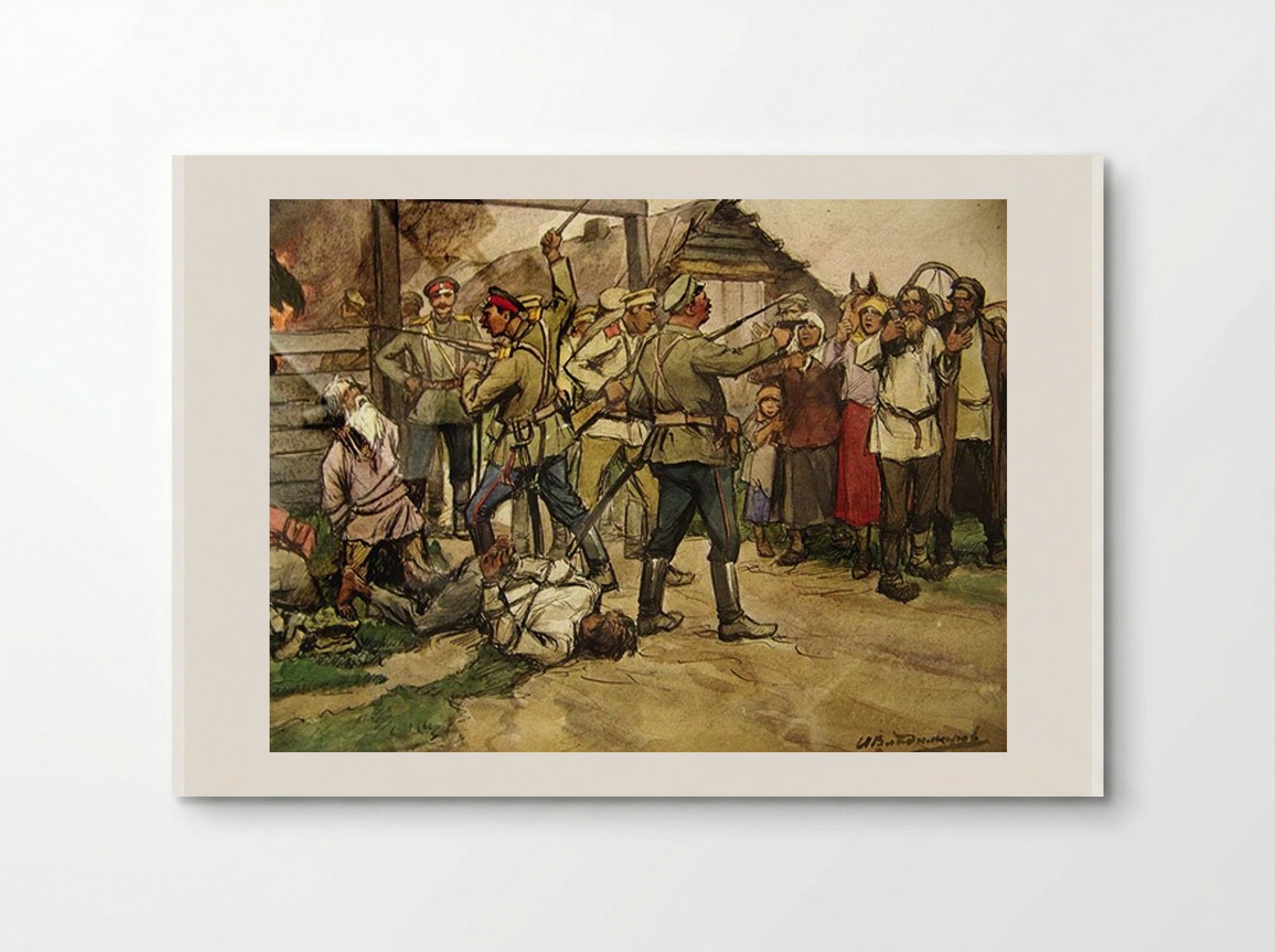 The Shooting of Peasants by White Cossacks - Ivan Vladimirov - Poster